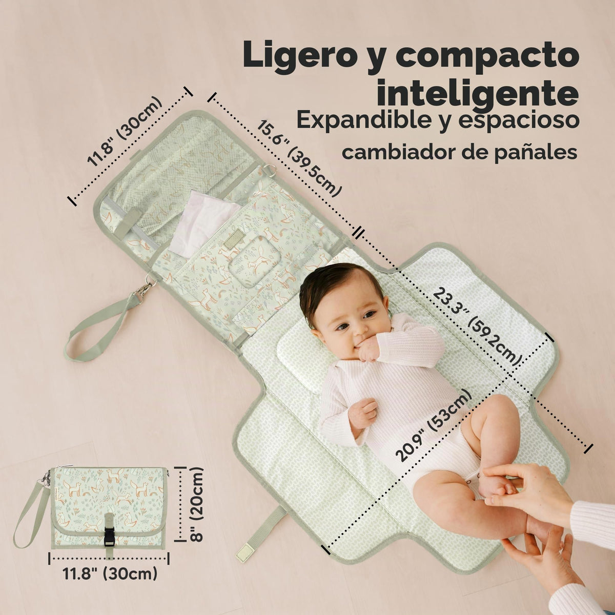 KeaBabies - Cambiador portátil para pañales – Cambiador grande impermeable para bebé, embrague de pañales de viaje compacto, bolsillos funcionales para artículos esenciales para recién nacidos