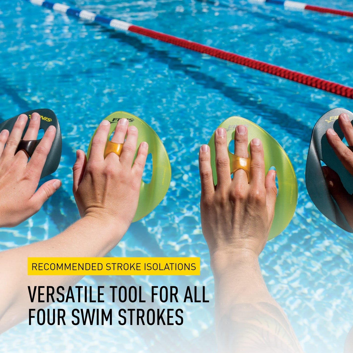 Finis ISO - Pala de Entrenamiento para natación, Color Negro y Dorado, Grande
