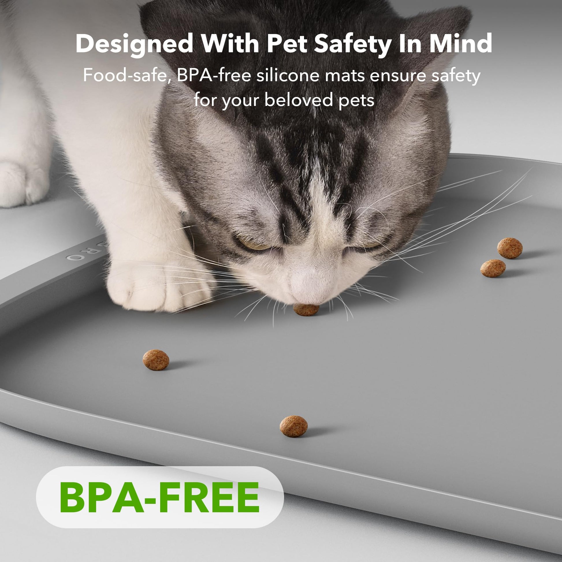 Tapete de Silicona PETLIBRO Gris Seguridad Impermeable contra Derrames para Gatos