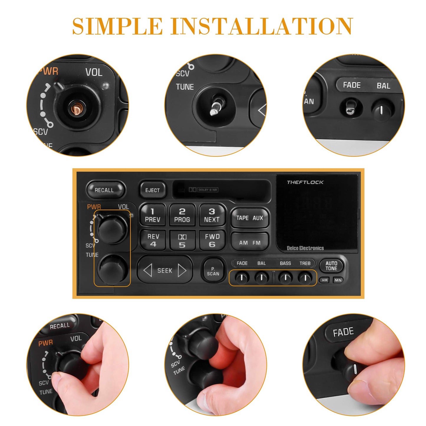 RDBS - Juego de 6 pomos de Control de Volumen de Radio estéreo de Repuesto para GMC Chevrolet