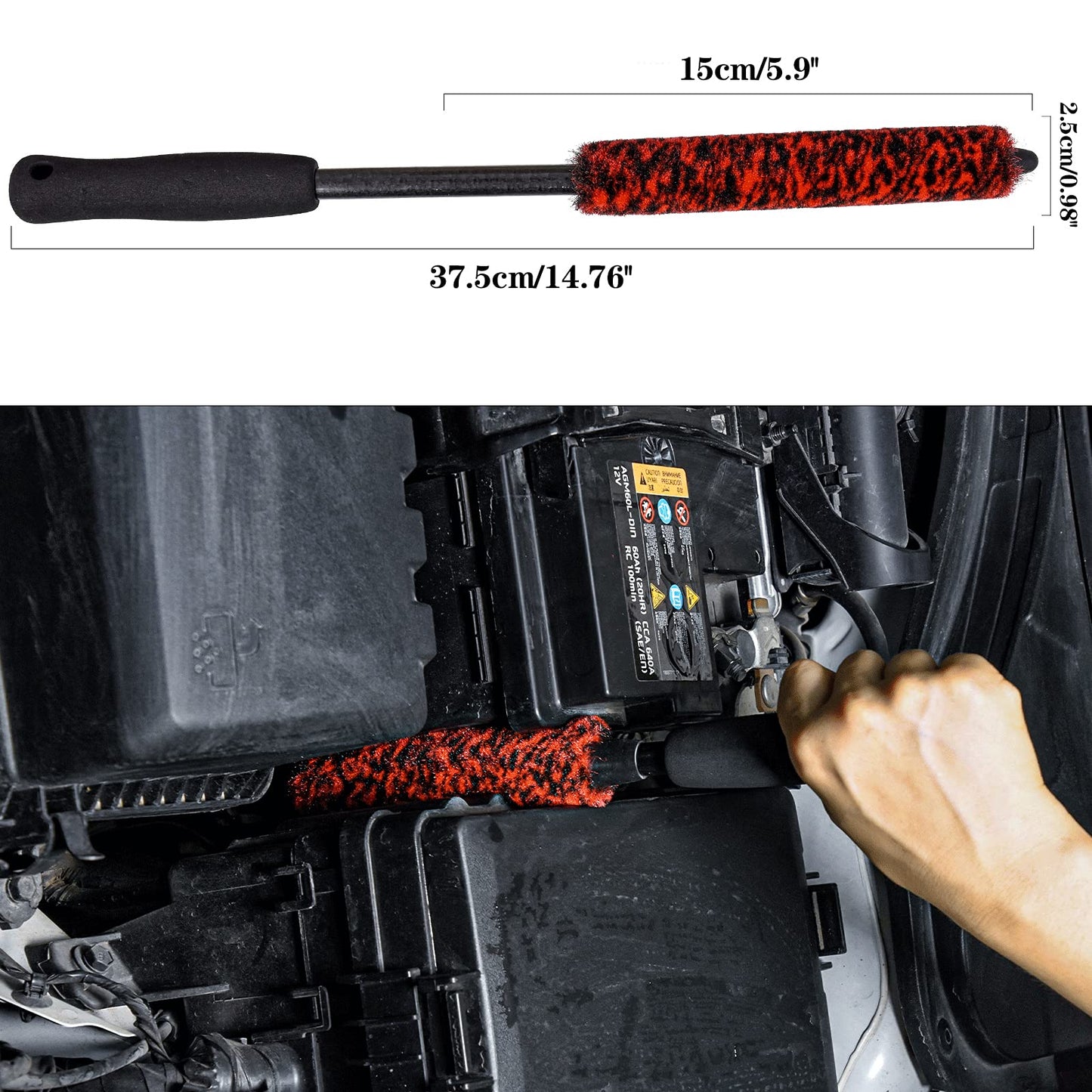 bzczh - Juego de 3 cepillos suaves para ruedas de limpieza, 1 cepillo para polvo sintético suave para llantas de coche, 1 cepillo para polvo de limpieza de mango largo y 1 cepillo para polvo de detalles de coche, rueda sucia limpia..
