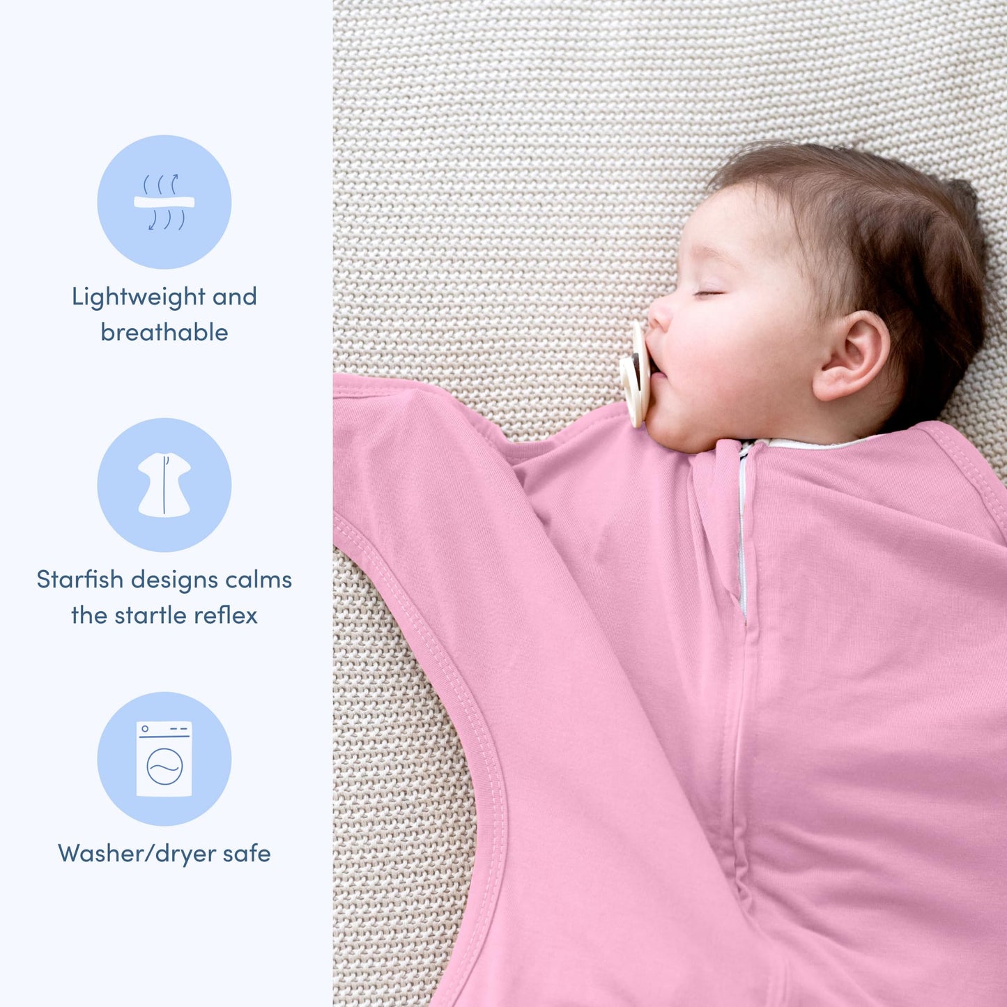 SleepingBaby - Manta de transición con cierre y cierre, acogedora manta para bebé con cierre y comodidad - Manta espaciosa para cambiar fácilmente los pañales, rosa clásico, XS (3-6 meses)