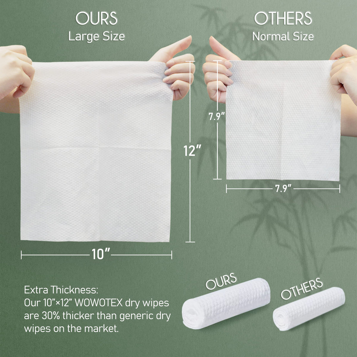 WOWOTEX - Toalla facial de viaje de bambú biodegradable, grande, 30 unidades, 2 unidades, extra gruesa, suave, limpia, para limpieza facial y corporal