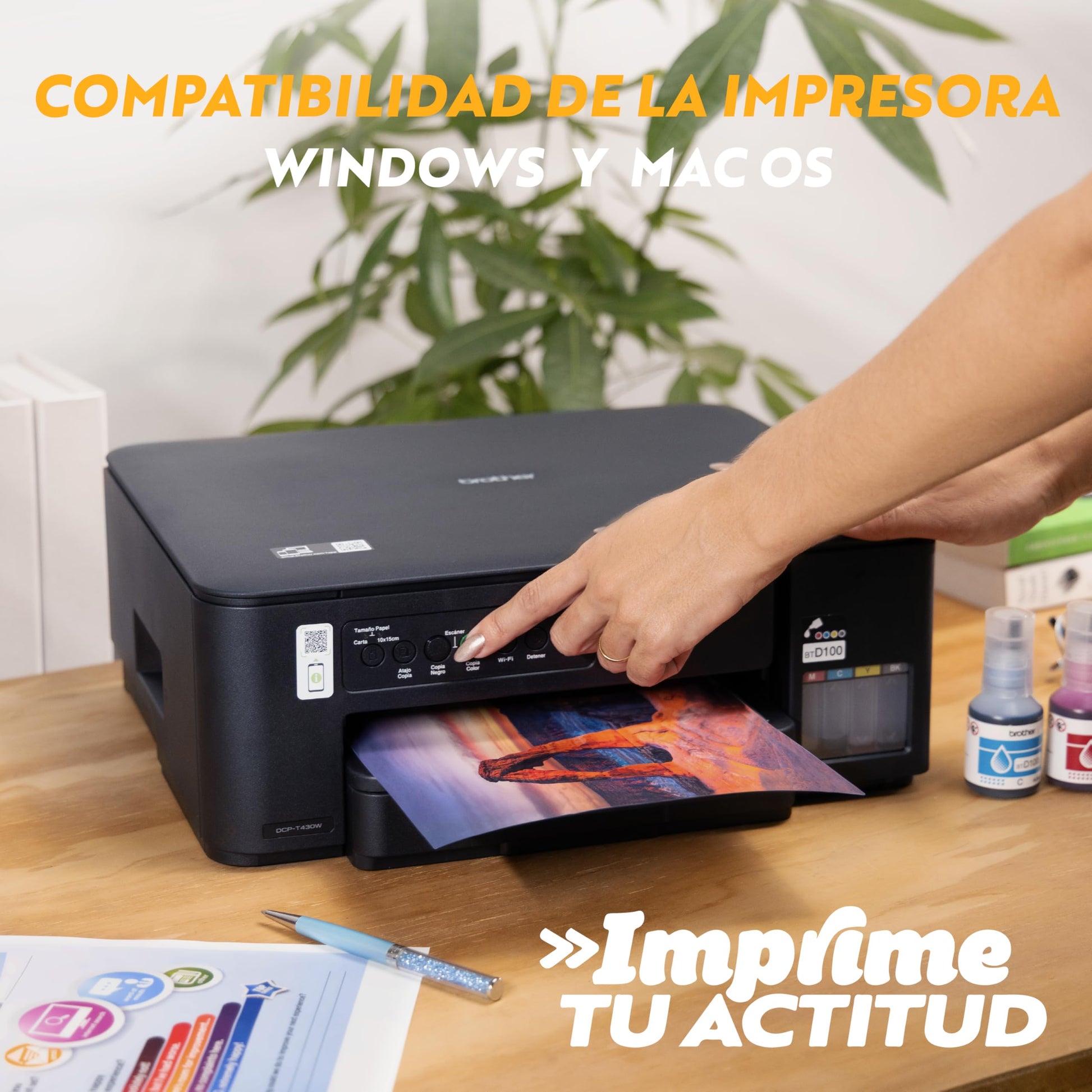 Brother Impresora Multifuncional 3 en 1 de Inyección de Tinta a Color DCPT430W | Tecnología InkBenefit Tank,Impresión Wi-Fi 5GHz,Tinta Recargable | Impresión 7,500 Págs.en Negro y 5,000 Págs.en Color