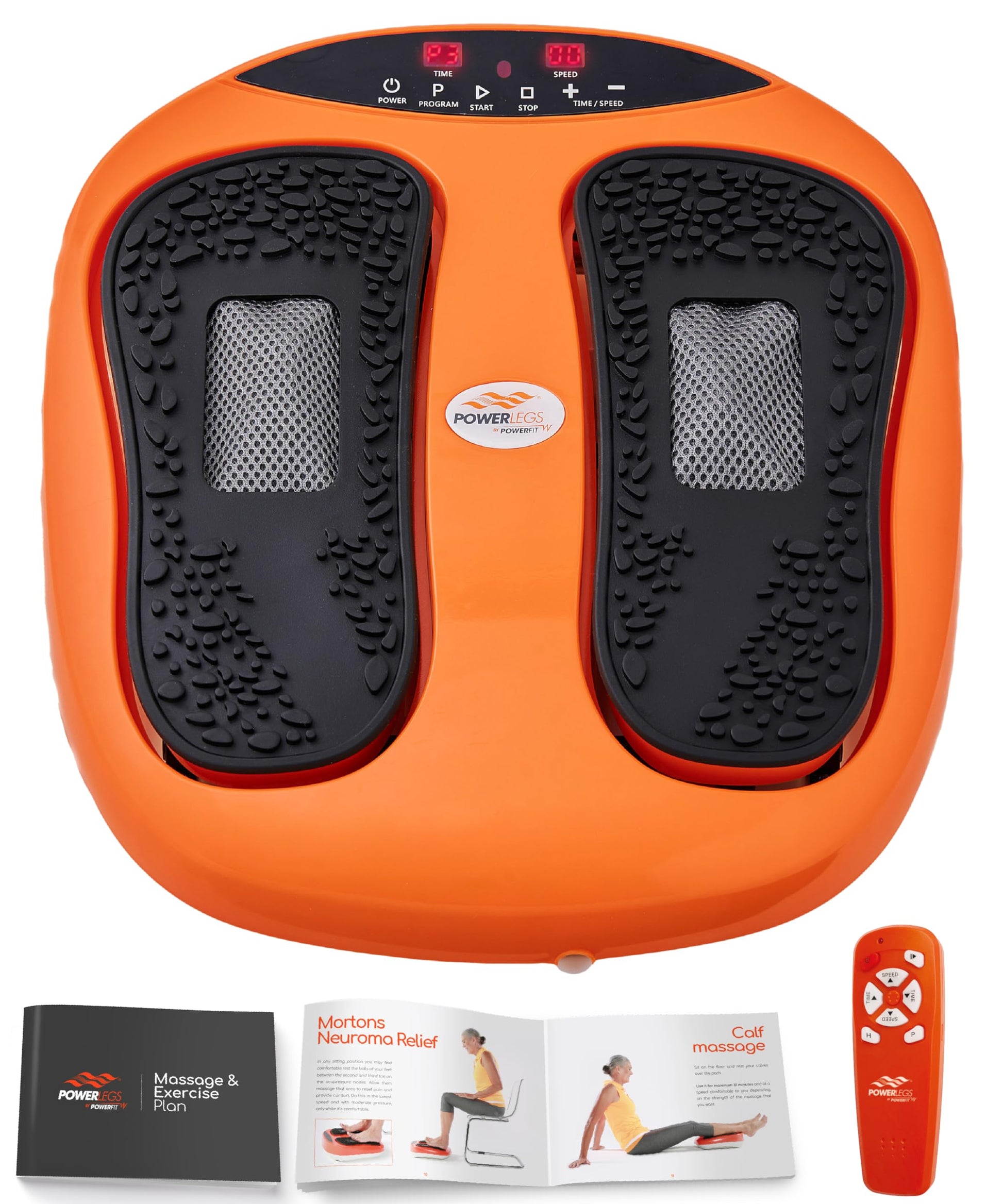 Masajeador Eléctrico de Pies Powerfit Power Legs con Control Remoto y Velocidad Ajustable para Aliviar Neuropatía y Fascitis Plantar