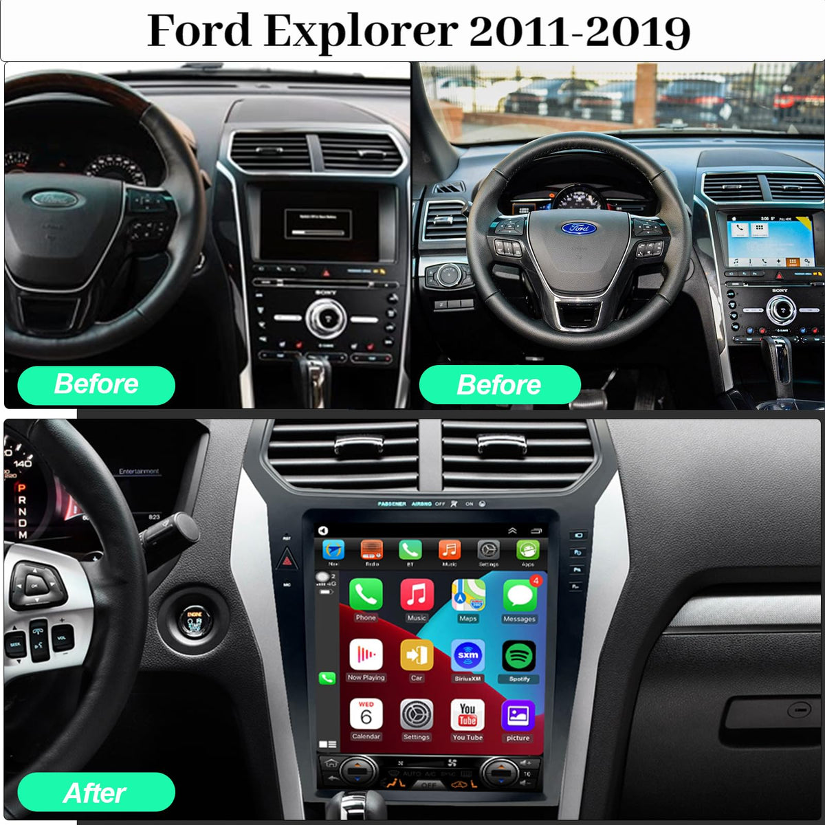 Radio Estéreo de Coche Android 14 Ford Explorer 2011 12.1 Pulgadas