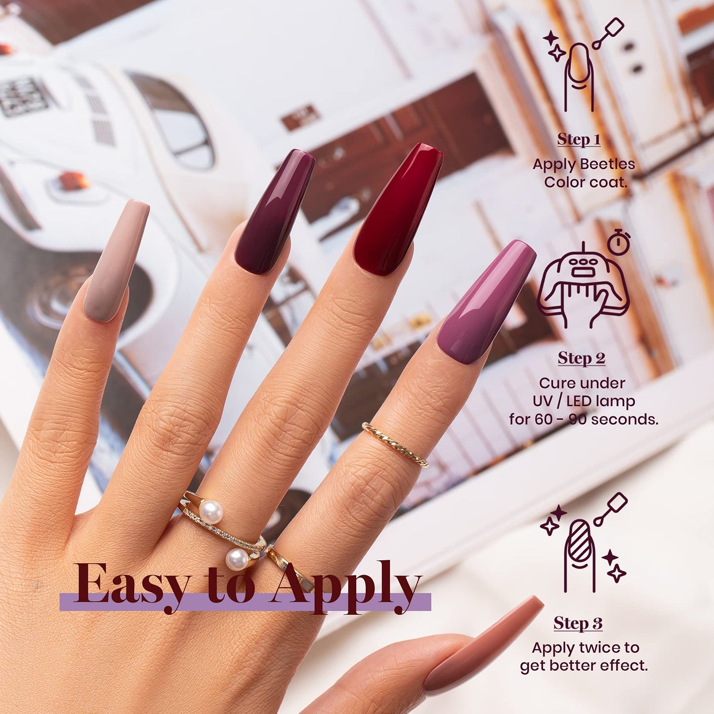 beetles Gel Polish - Set de Esmaltes en Gel 6 Colores Otoñales, UV/LED, 7.5 ml Cada Uno