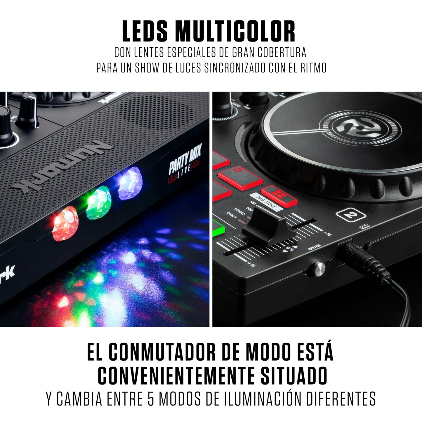 Controlador DJ Numark Party Mix Live Luces Integradas y Altavoces para Serato DJ Lite y Algoriddim djay Pro AI