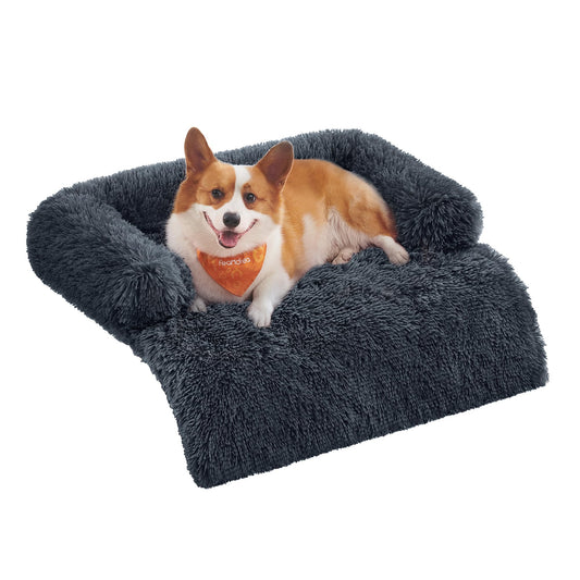 Feandrea Cama para Perros, Funda Protectora para Sofá, 95 x 85 x 16 cm, Tela de Felpa, L, para Perros Medianos,Gris Oscuro MPGW222G02