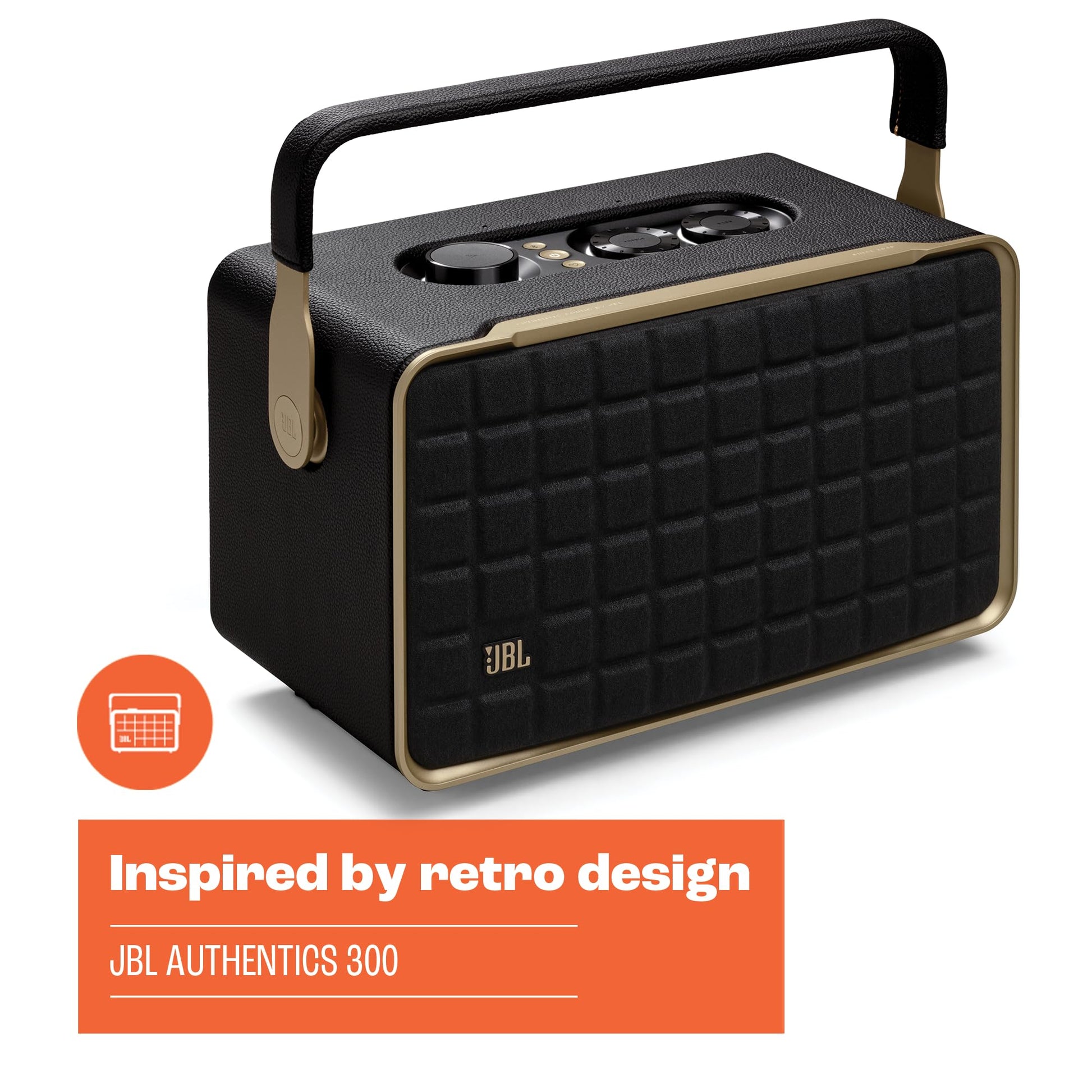 JBL Authentics 300 Bocina Portátil Wi-Fi/Bluetooth, 100W de Potencia, Reproducción 8 Horas, Asistentes de Voz - Negro