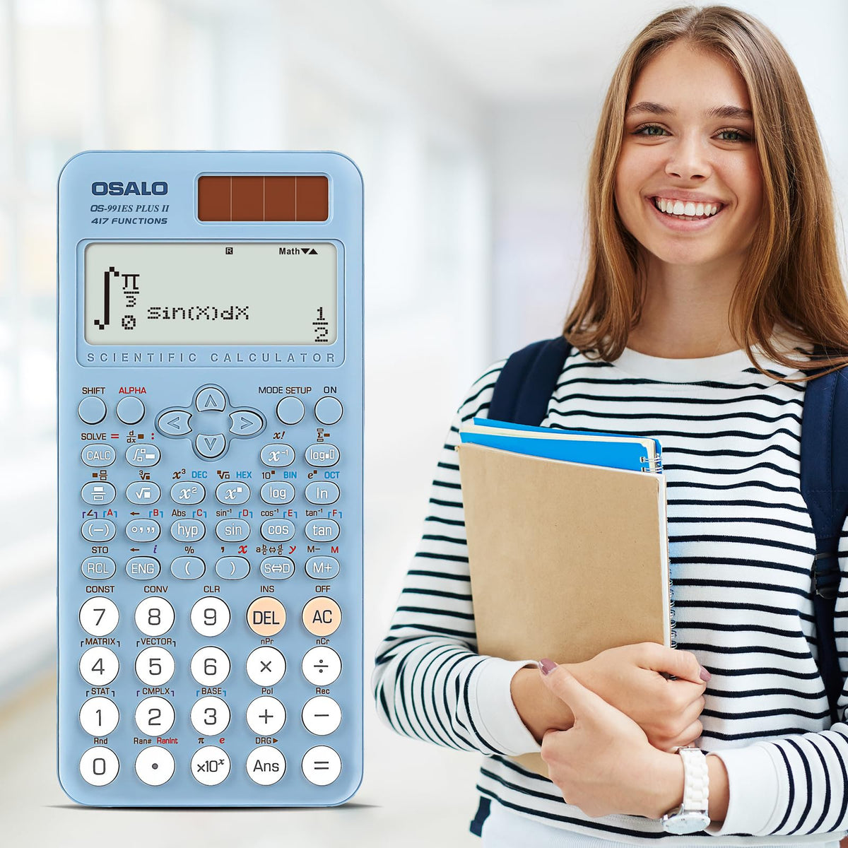 Calculadora Científica pendancy Azul 417 Funciones Pantalla 2 Líneas 12 Dígitos para Estudiantes y Universitarios