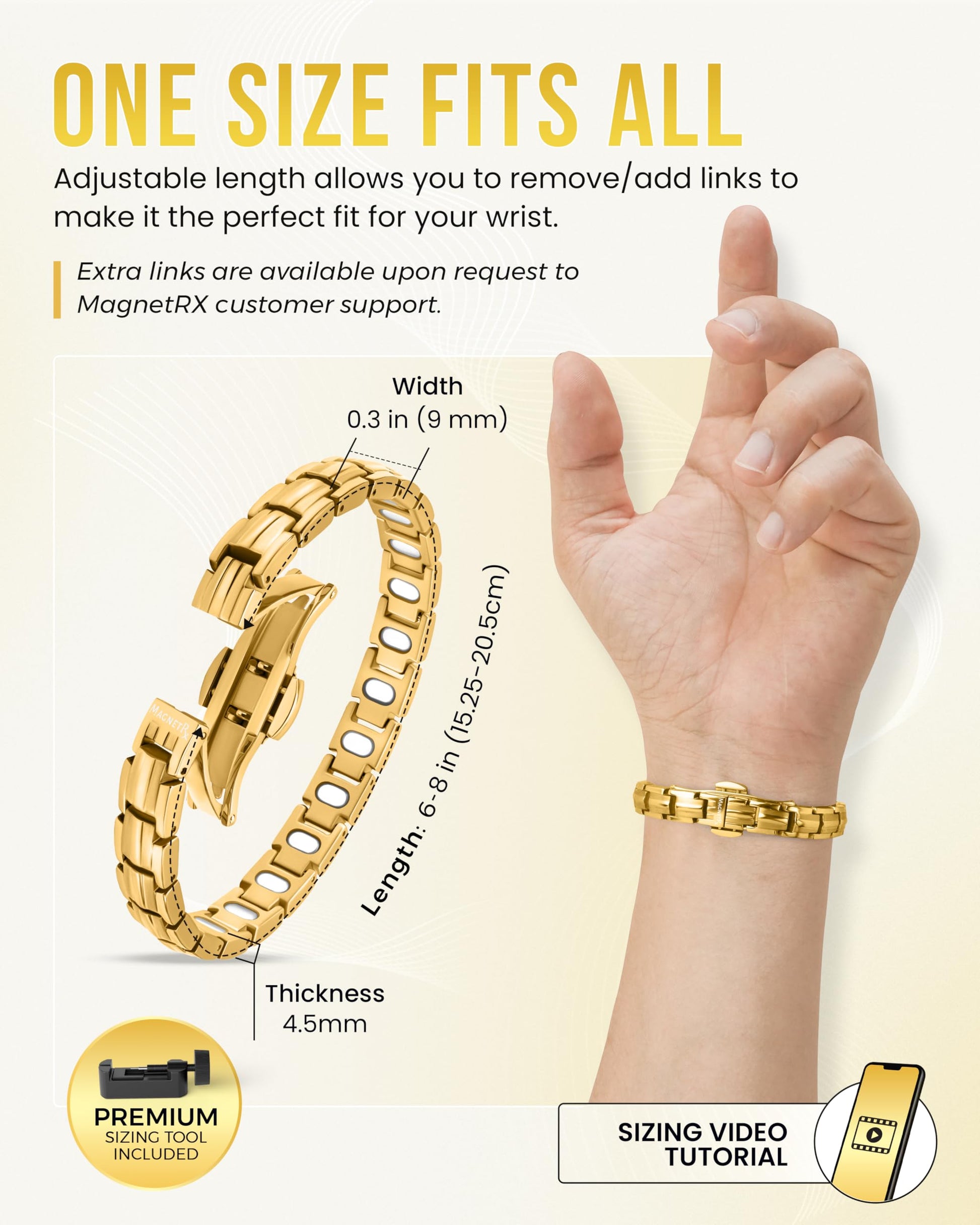MagnetRX® - Pulseras magnéticas para mujer - EllipseMAX 5X Fuerza 5.000 imanes Gauss - Diseñado en Estados Unidos y pendiente de patente - Pulsera magnética de titanio de alta calidad para mujer y