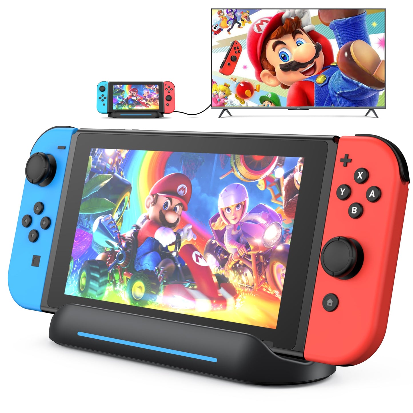 RREAKA Switch Dock for OLED Nintendo Switch, Portable 4k HDMI TV Dock Hub Adapter with HDMI USB 3.0 Port and USB c Charging, Travel Docking Station for Nintendo Switch