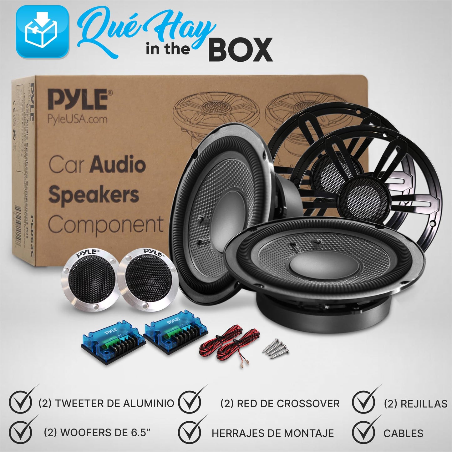 Bocinas de Coche Pyle 6.5 Pulgadas con Tweeters de Aluminio y Redes de Cruce