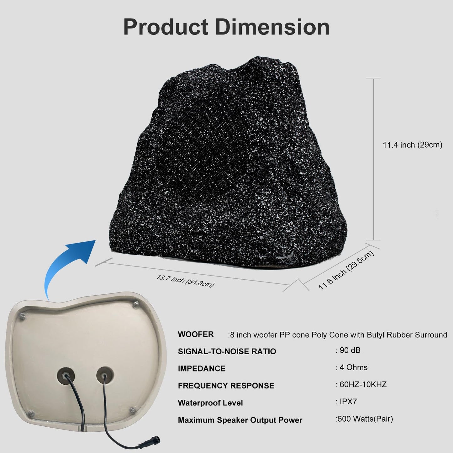 STUDIOFINIX - Altavoces Bluetooth para exteriores de 8 pulgadas, impermeables, potentes 600 W, graves profundos, resistentes para exteriores, jardín, piscina, patio, terraza