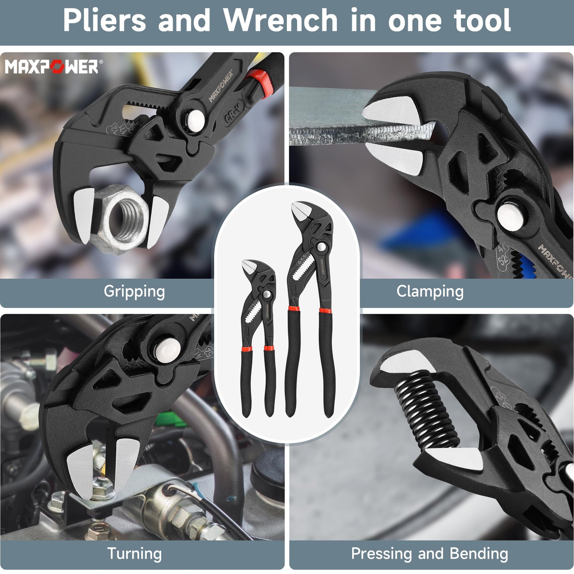 MAXPOWER - Llave de alicates de 2 piezas, 7 pulgadas, 10 pulgadas