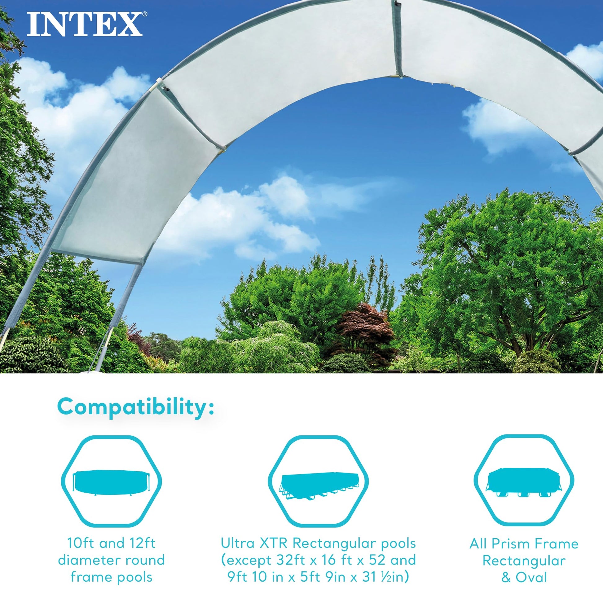Intex 28054E - Funda protectora UPF 50 Plus fácil de instalar, impermeable, para piscinas rectangulares de 9 pies o más pequeñas, color gris