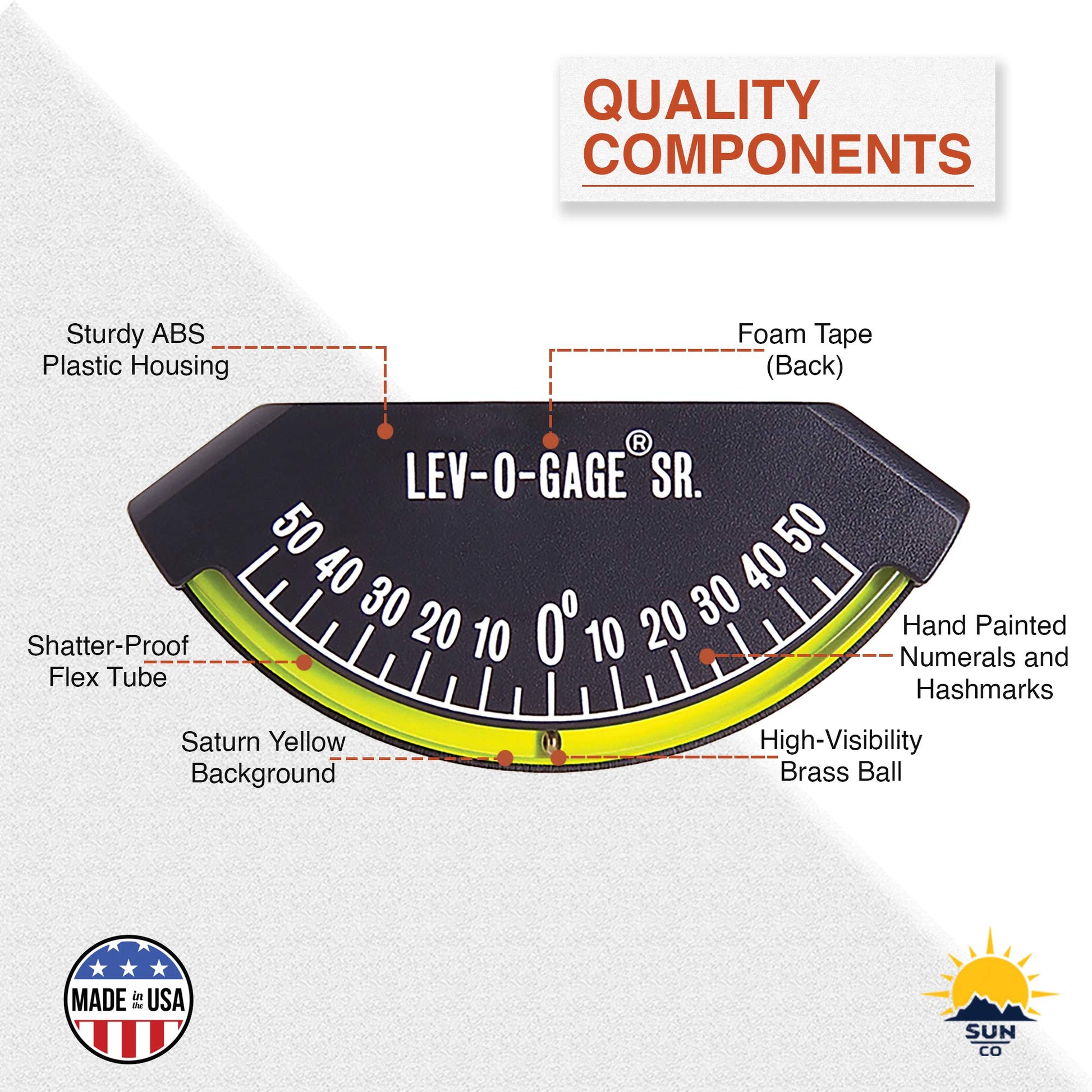 Clínómetro para Barcos Sun Company Lev-o-gage Sr. Marino 50 Grados de Talón