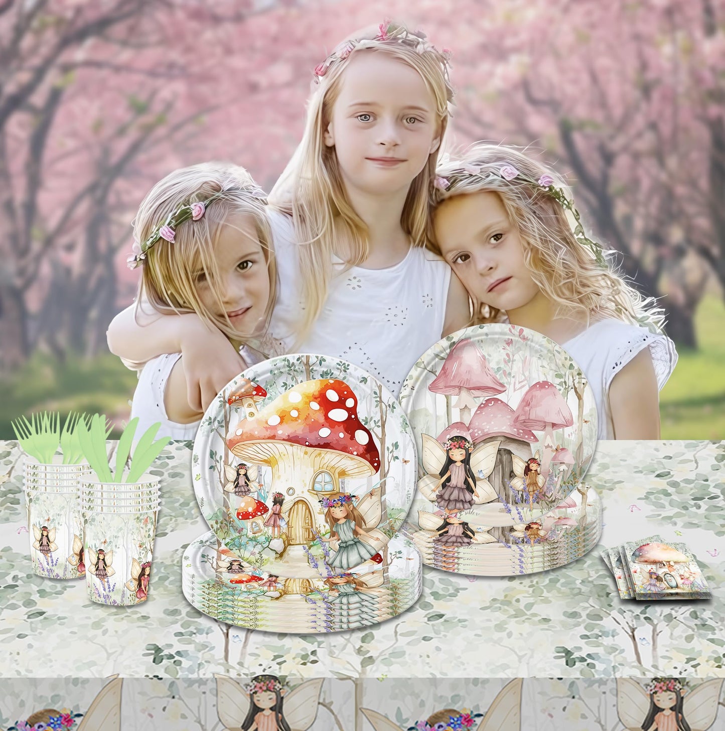 Platos de Fiesta de Cumpleaños con Temática de Hadas para Niños