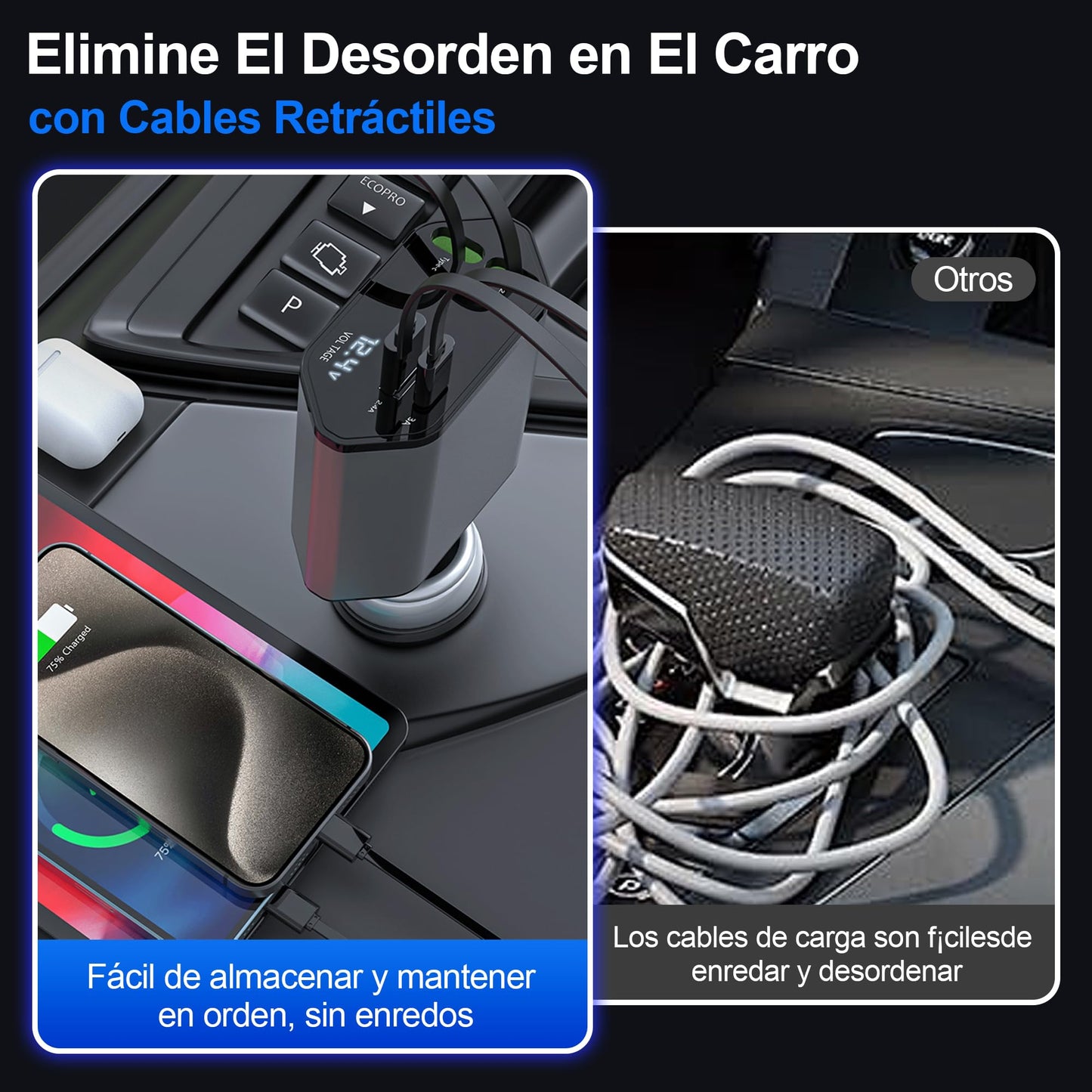 BYASKZIV Cargador para Auto (Negro)