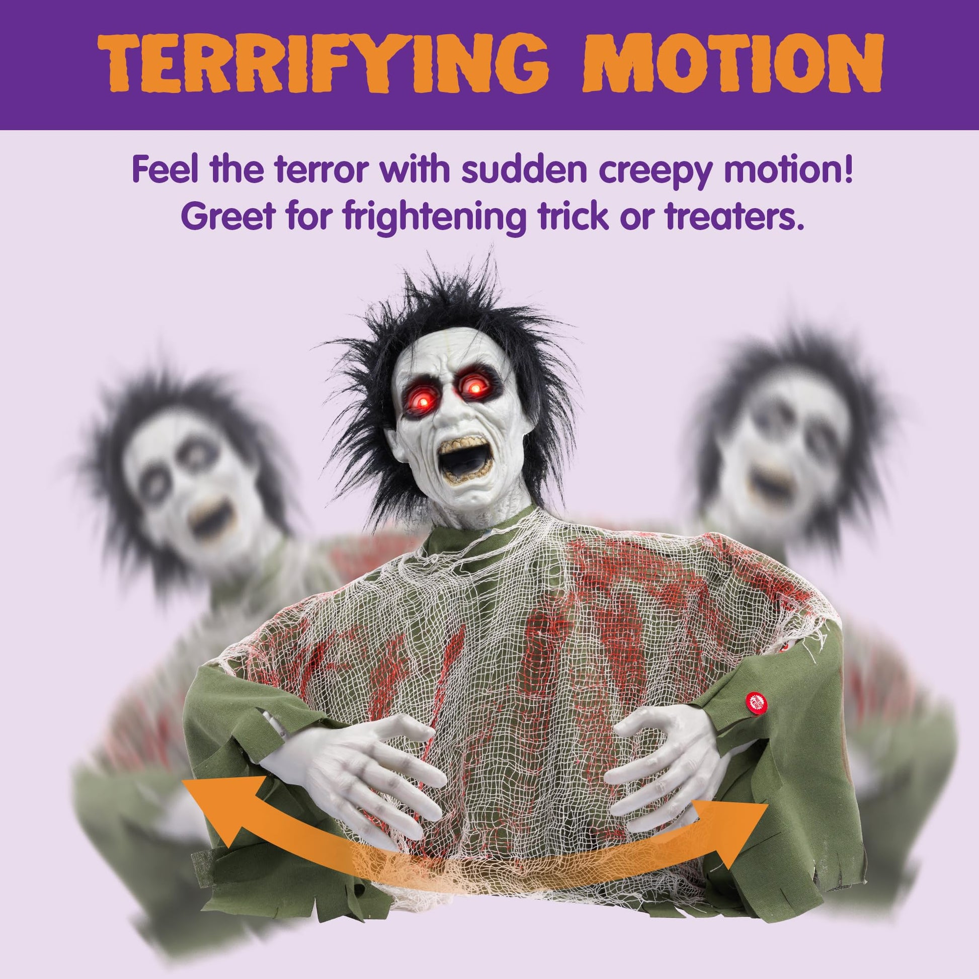 Decoración de Halloween JOYIN Zombi Rompeatropellos con Sonido y Ojos Brillantes para Exteriores