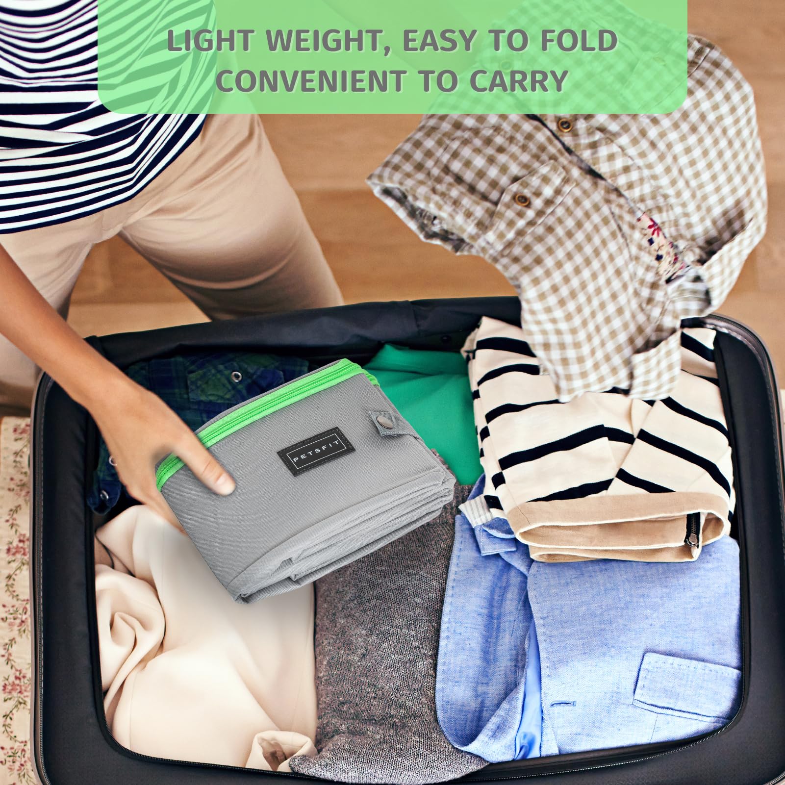 Caja de Arena Portátil Petsfit Gris Diseño Plegable Anti-Fugas para Gatos Adultos