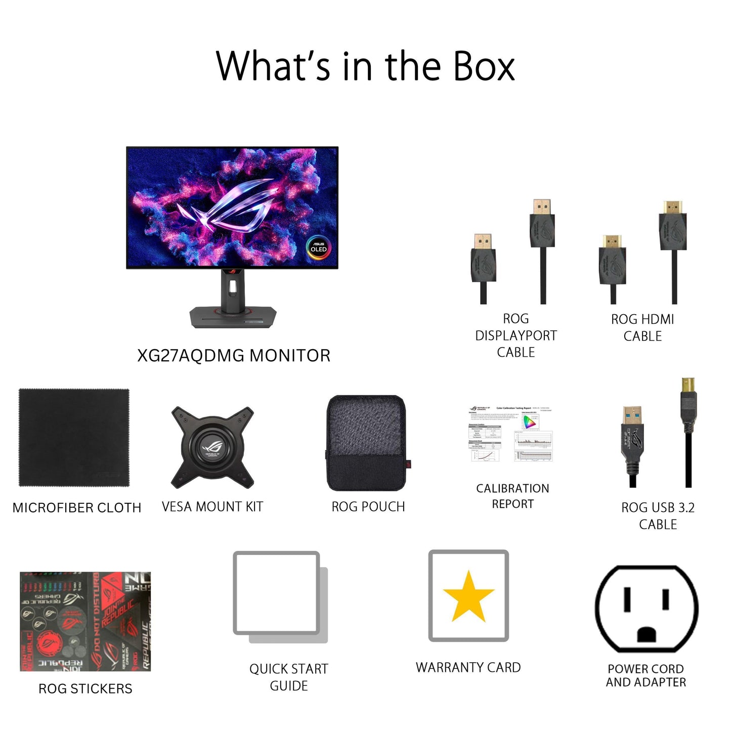 ASUS ROG Strix Monitor para Juegos OLED de 27 Pulgadas 1440P (XG27AQDMG) - QHD, OLED Brillante, 240Hz, 0.03ms, disipador térmico Personalizado, antiparpadeo, Brillo Uniforme, Compatible con G-Sync