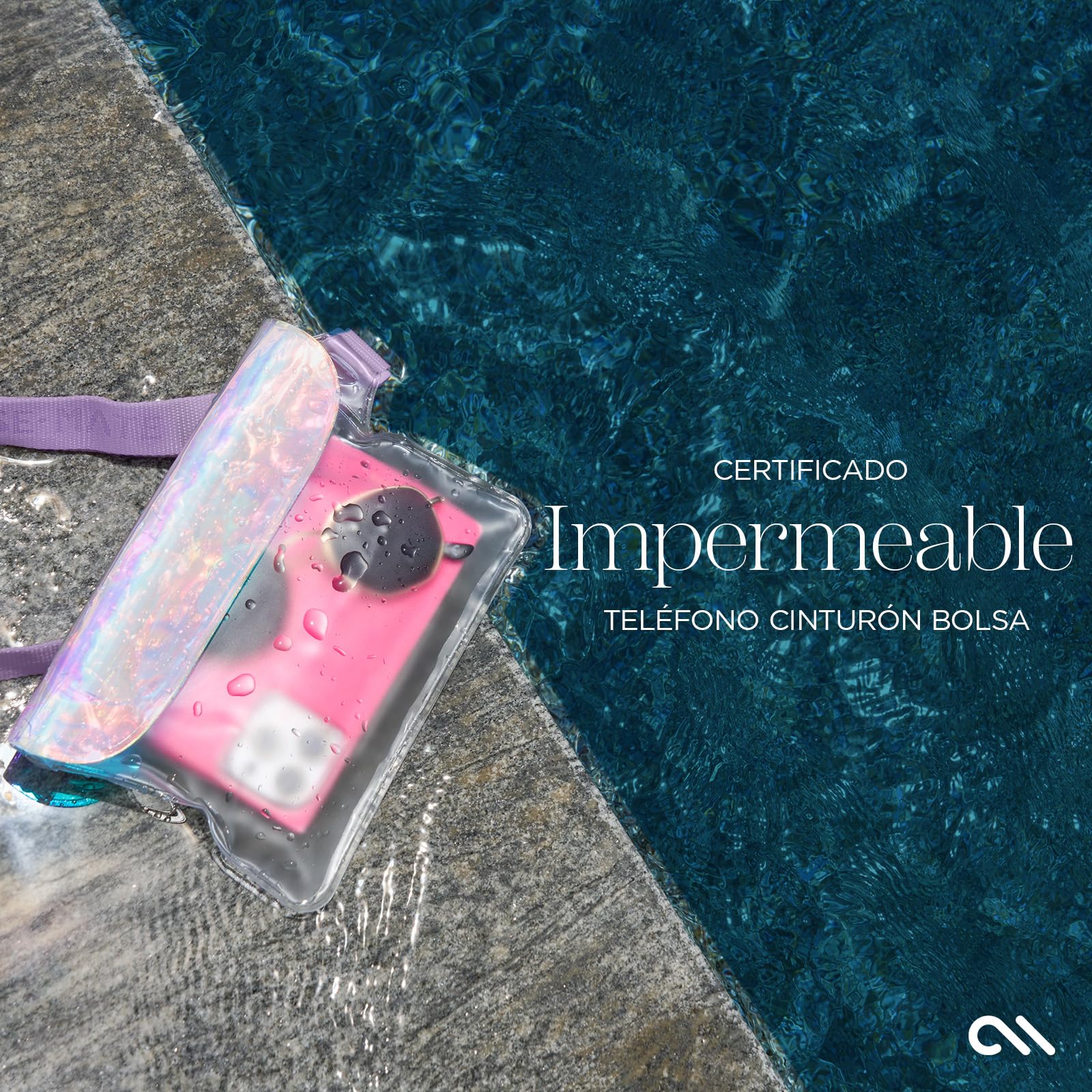 Case-Mate - Funda Impermeable con Burbujas de jabón IP68 con protección de Triple Sello, Correa Ajustable, riñonera Impermeable para iPhone 16 Pro MAX/iPhone 15 Pro Max/14 Pro/13/S24/Pixel 9,