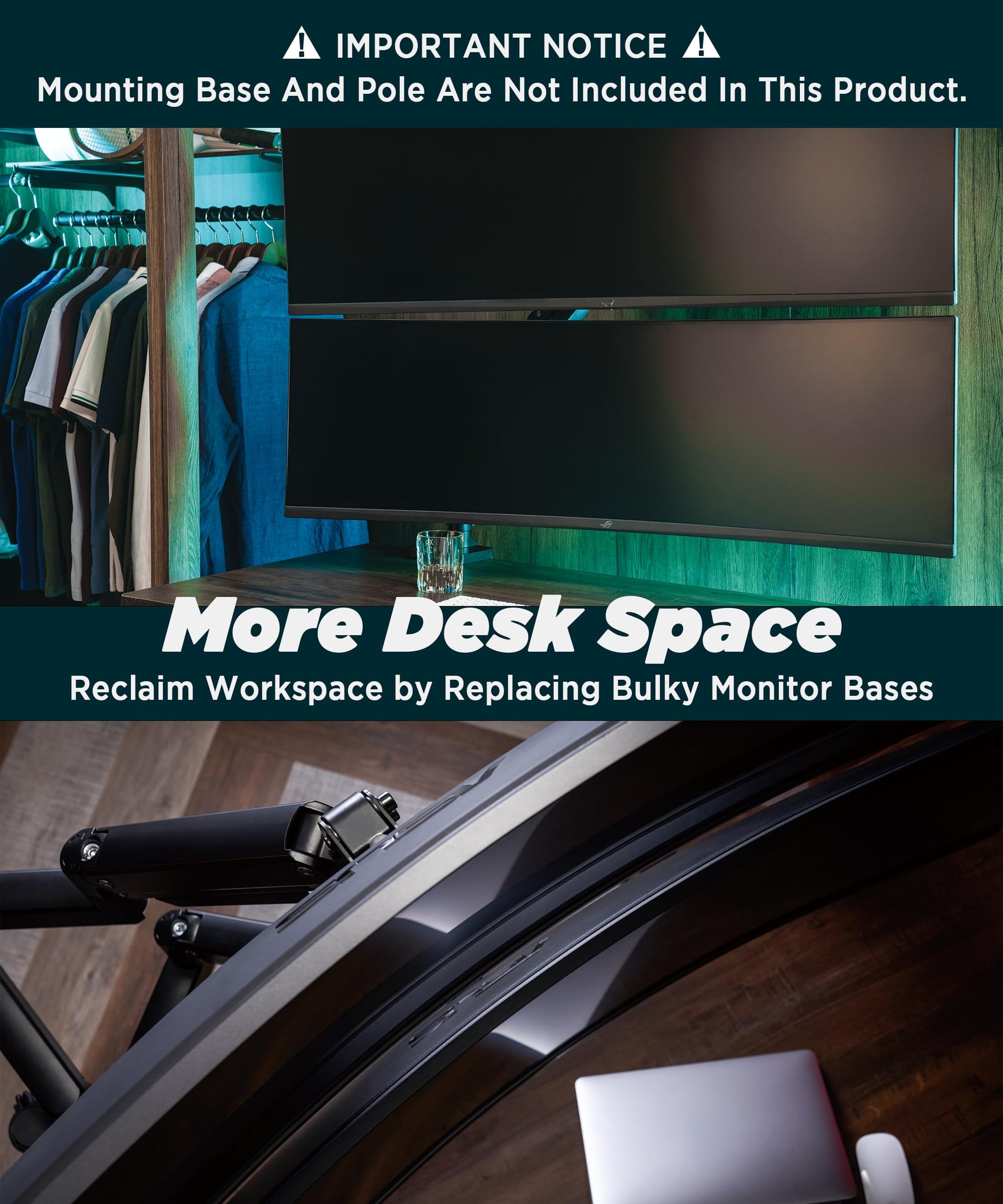 Soporte para Monitor Doble ULTRARM Negro Ajustable en Altura