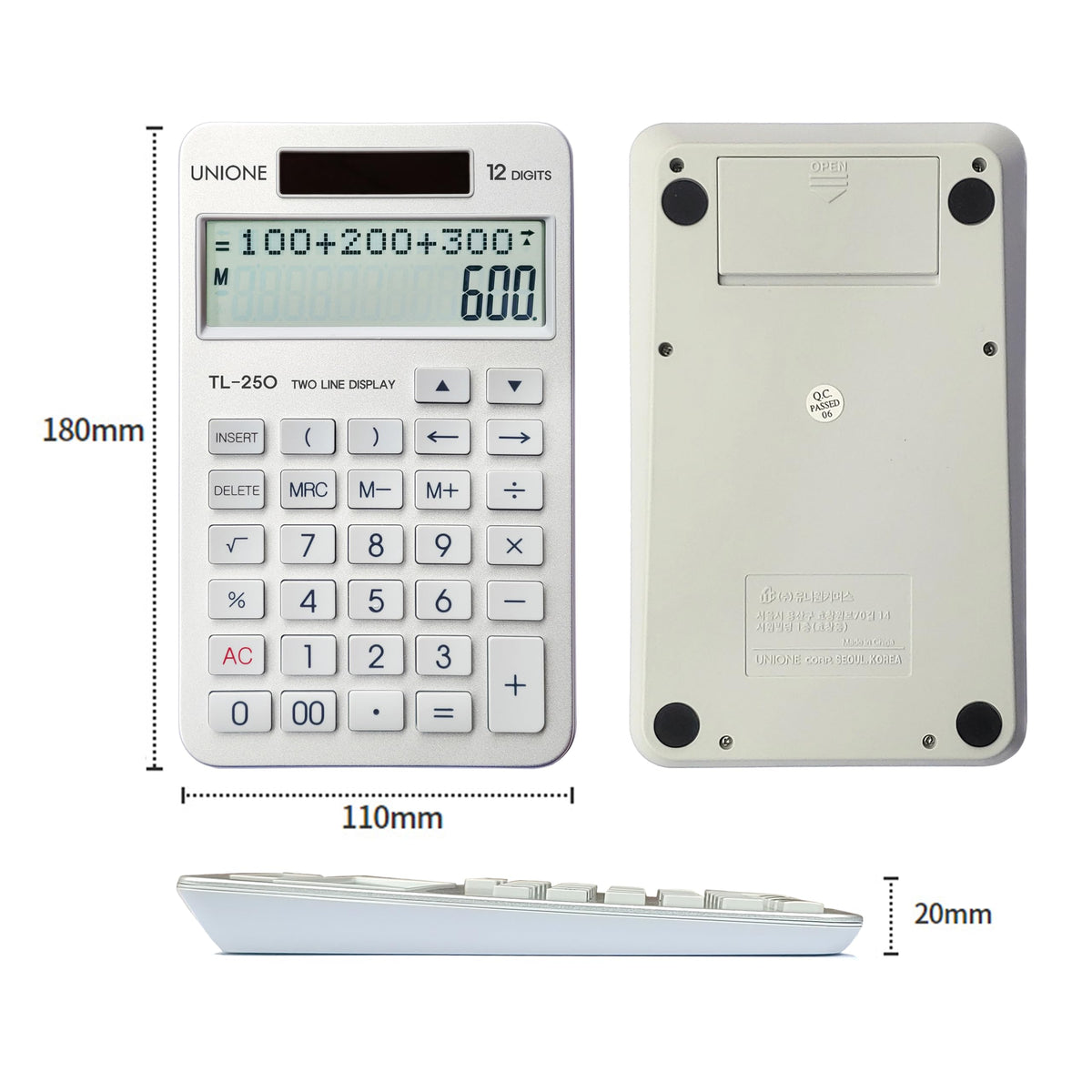 Calculadora de Computadora con Función Histórica y Pantalla LCD Grande Nueva Visualización de Dos Líneas Plata para Oficina y Hogar