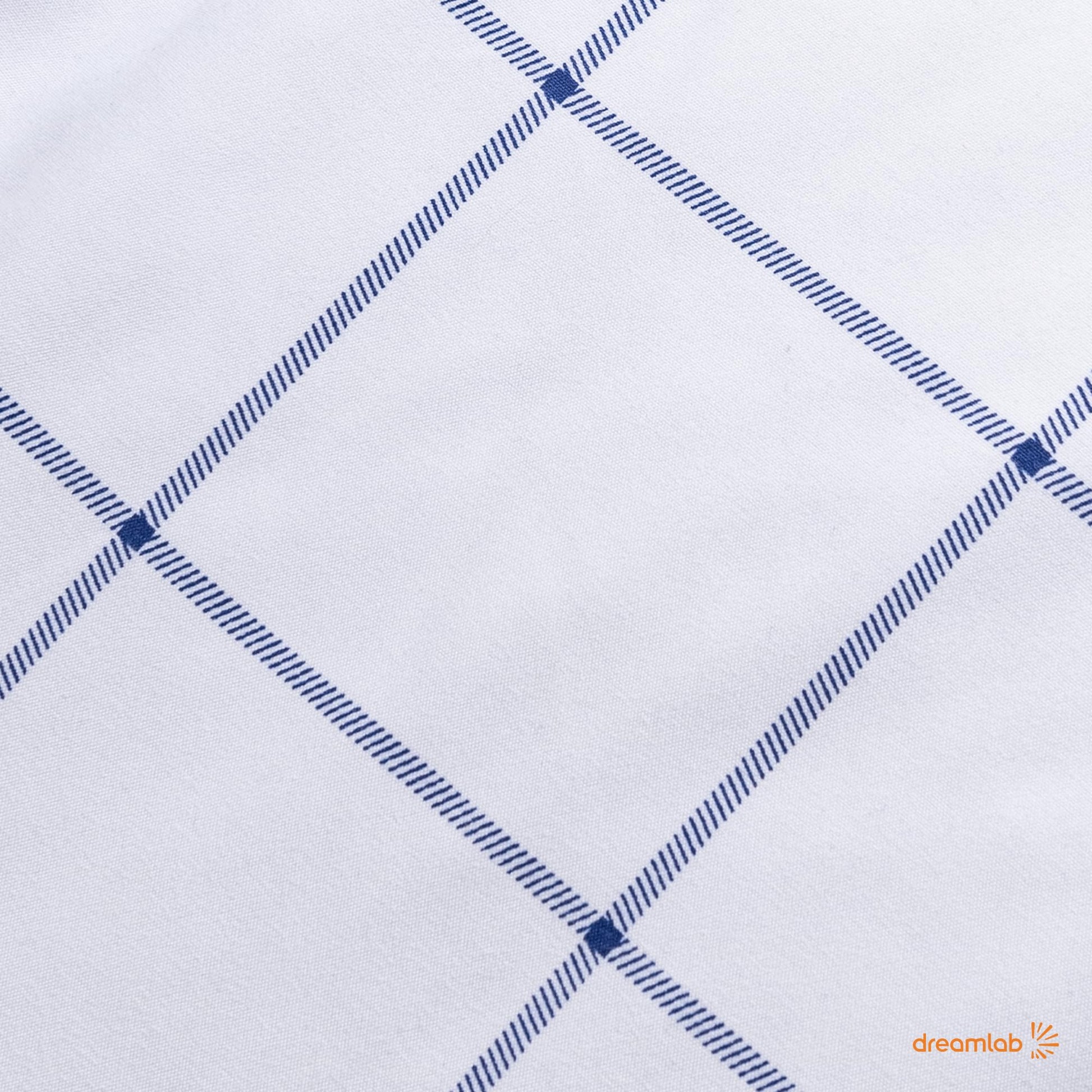 Edredón Dreamlab Cuadros Blanco Azul Hipoalergénico para Toda Estación King Size