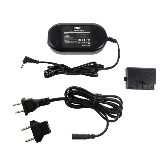 HQRP Kit adaptador de corriente alterna compatible con Canon ACK-E10 ACKE10 EOS T3 T5 T6 T7 T100, 1200D 1100D 1300D 1500D 2000D 4000D Kiss X50 Cámara digital Plus adaptador de enchufe euro