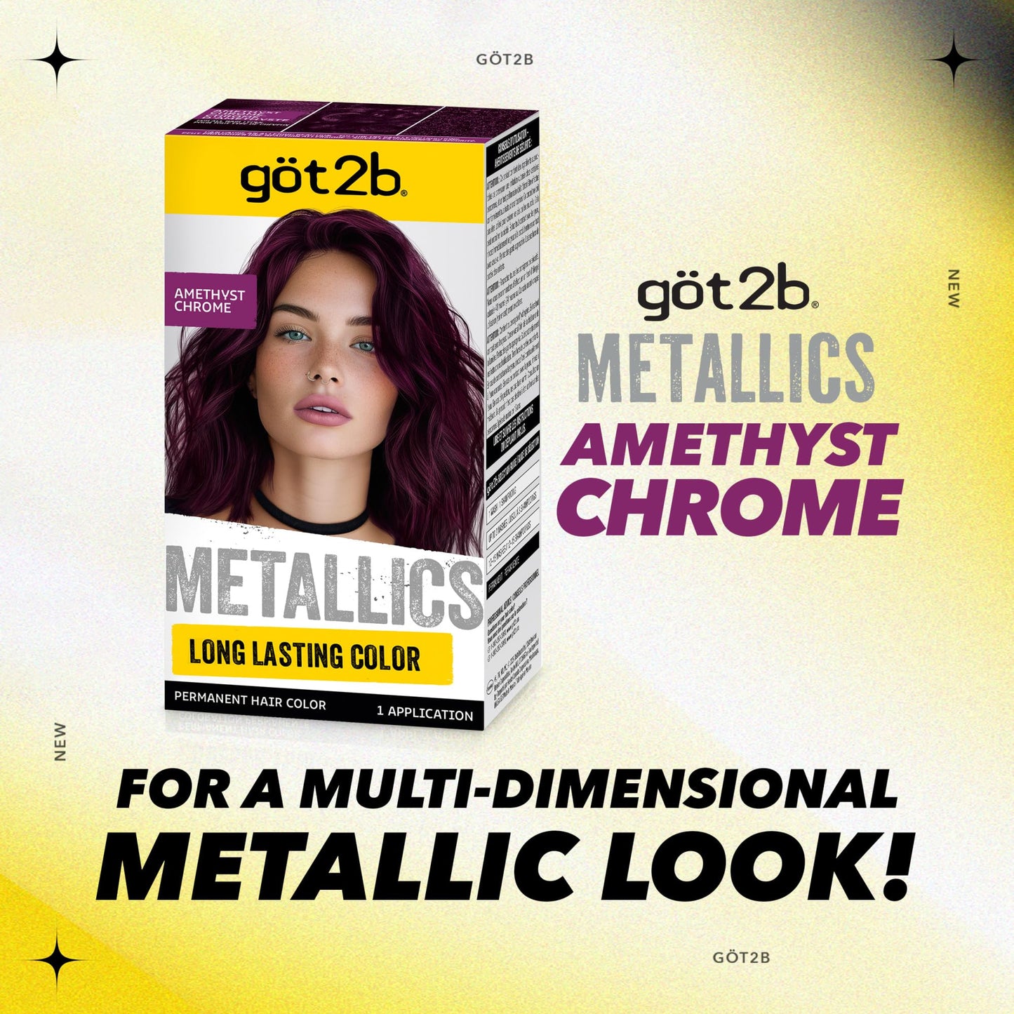 Got2B - Tinte permanente metálico para el cabello, M69, cromo amatista