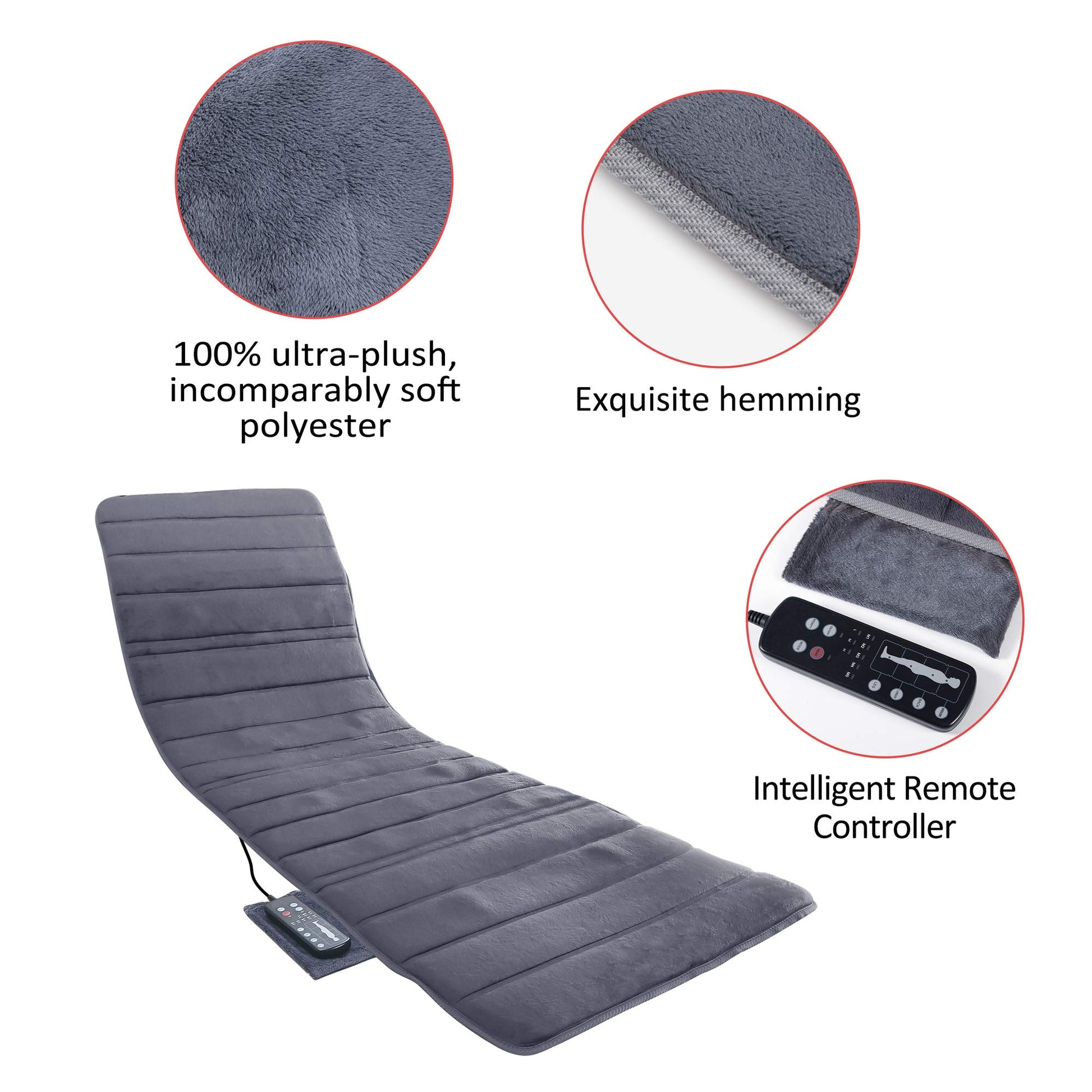 COMFIER Almohadilla De Masaje De Cuerpo Completo Con Calor, Almohadilla Para Silla Con 10 Motores De Vibración Y 2 Almohadillas Térmicas De Terapia Con Apagado Automático, Almohadilla De Col