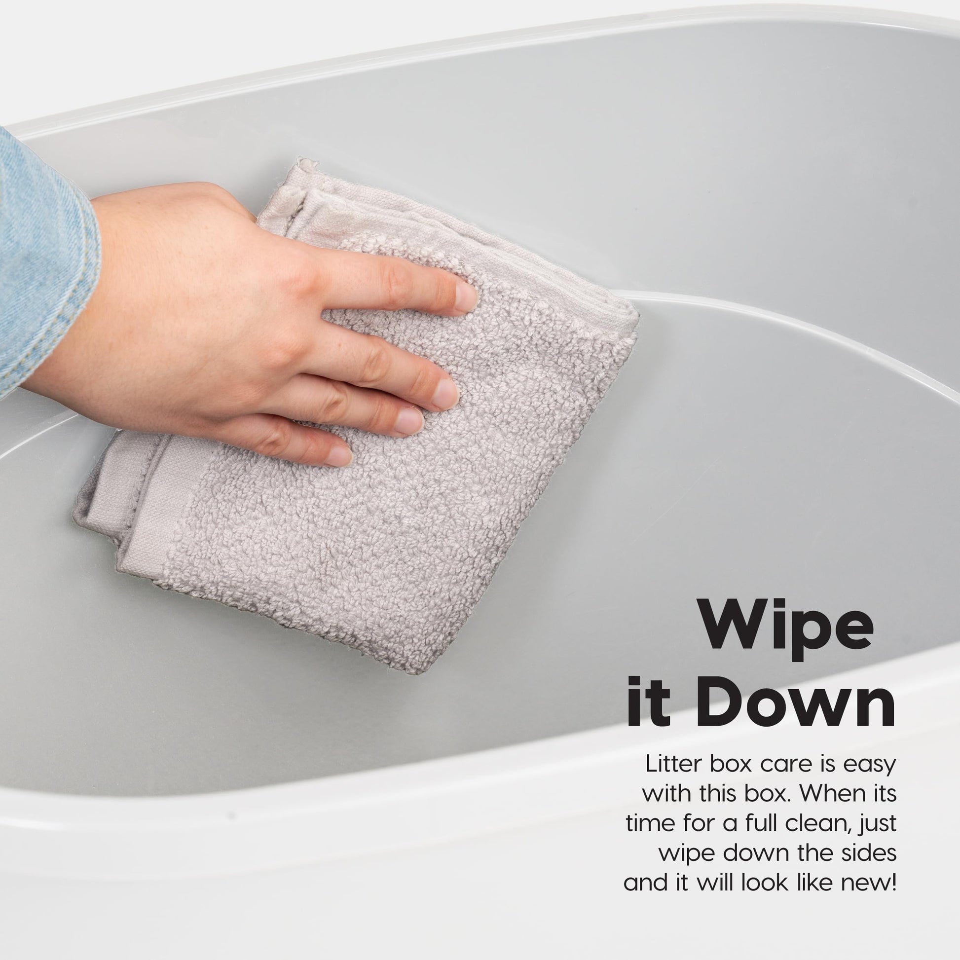 Arenero Ovalado con Entrada Superior IRIS USA Blanco Verde Agua