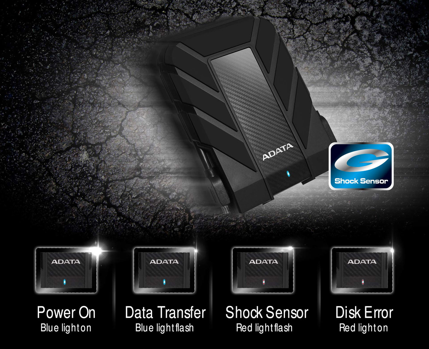 Disco Duro Externo ADATA Azul Resistente a Golpes, Agua y Polvo con Certificación Grado Militar 2 TB