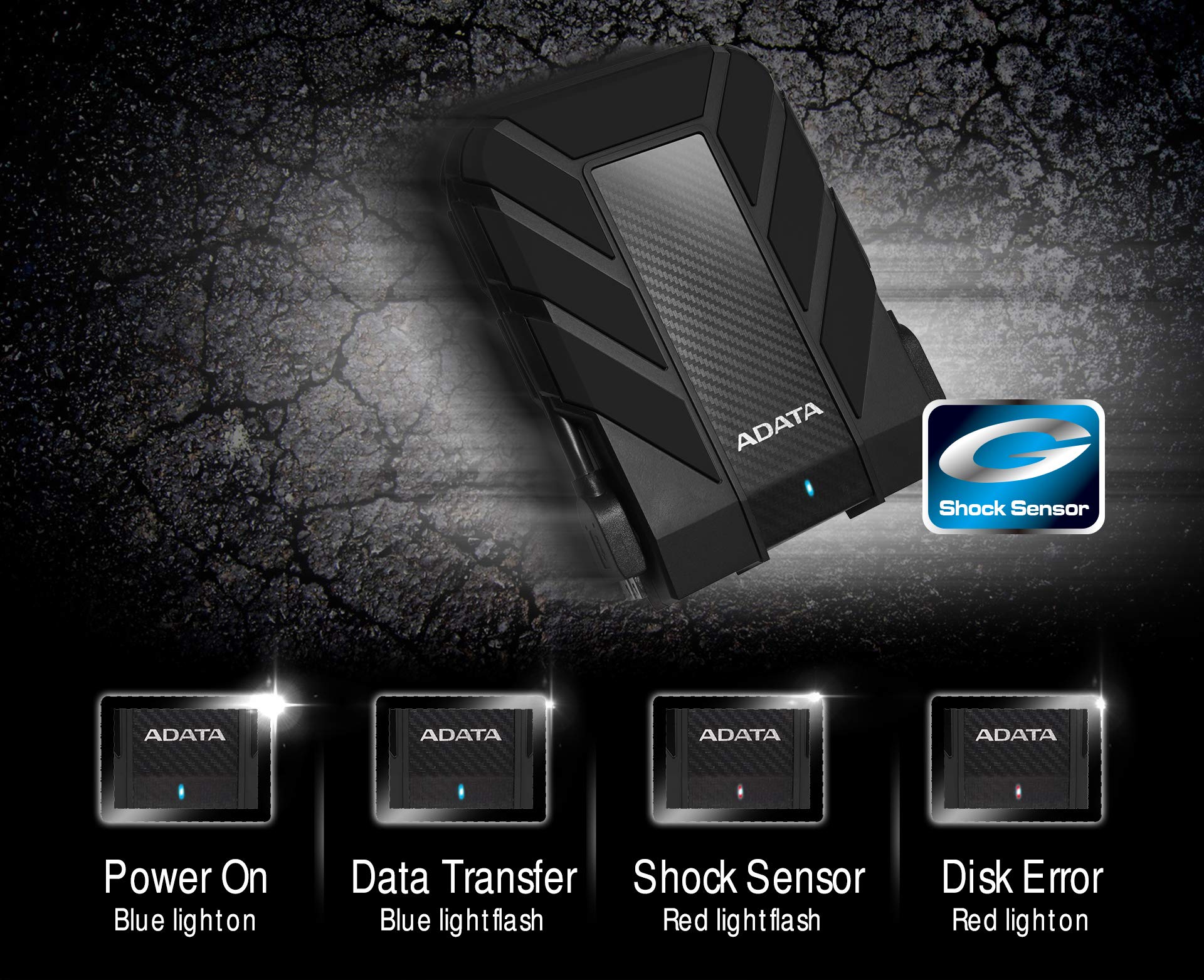 Disco Duro Externo ADATA Azul Resistente a Golpes, Agua y Polvo con Certificación Grado Militar 2 TB