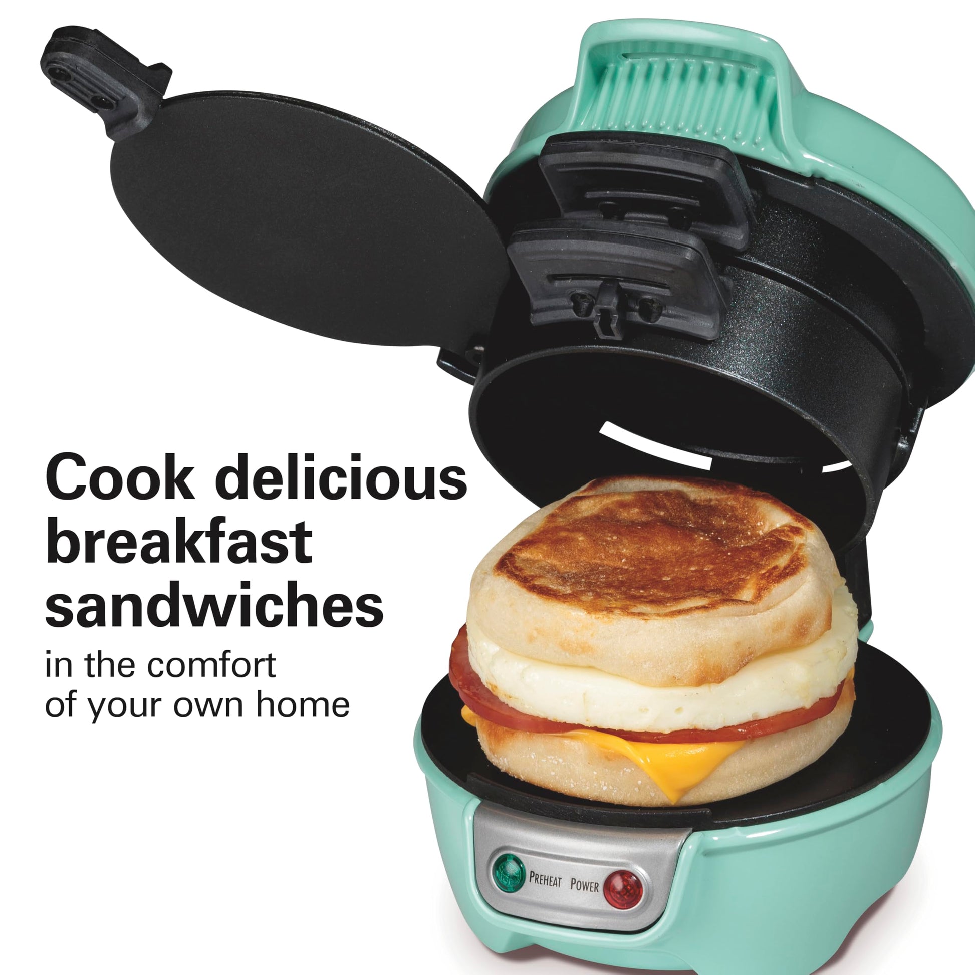 Hamilton Beach - Sandwichera de desayuno con anillo para cocinar huevos, ingredientes personalizados, perfecto para magdalenas inglesas, cruasanes, mini gofres, regalo perfecto de elefante blanco,