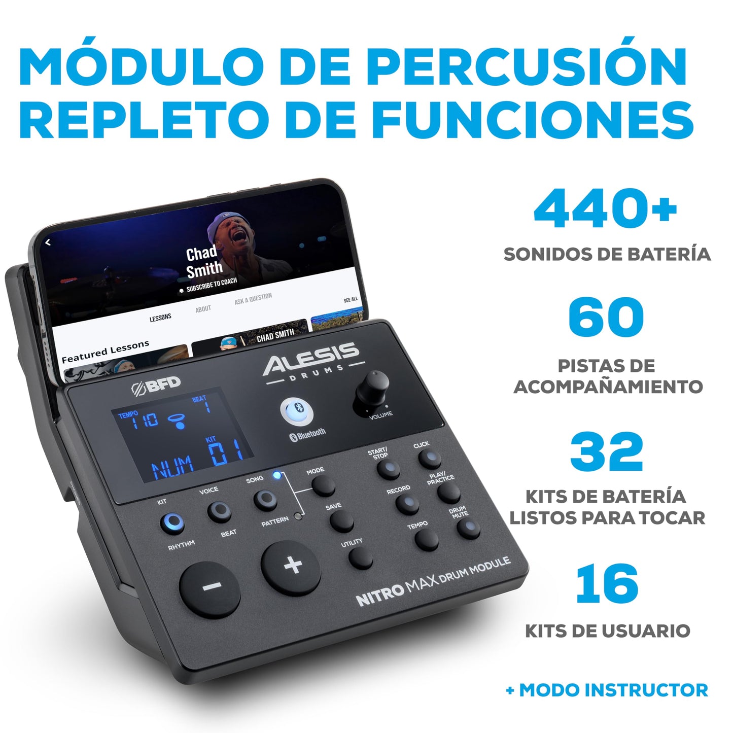 Kit Batería Electrónica Alesis Nitro Max Negra con Parches Malla y Bluetooth