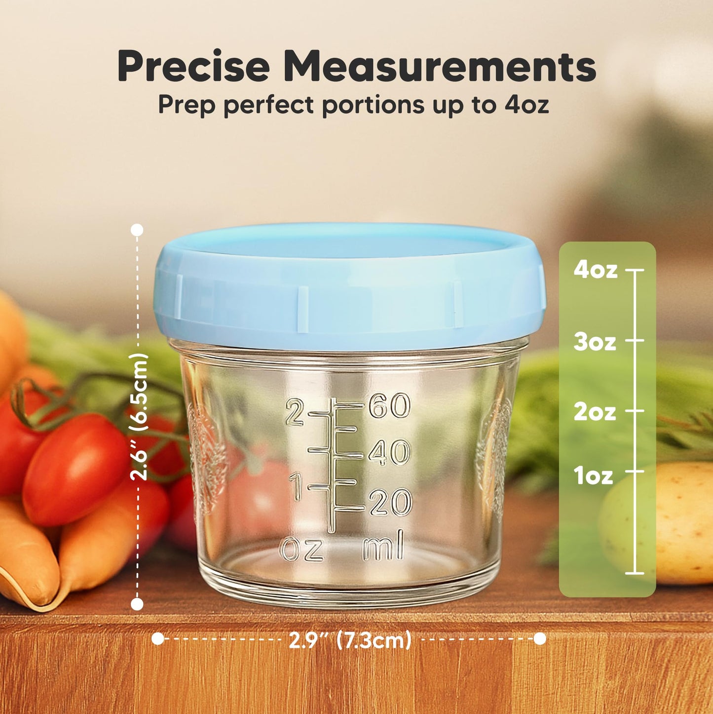 Juego de 12 recipientes para congelación de alimentos para bebés, 60 ml, a prueba de fugas, aptos para microondas, recipientes para almacenamiento de alimentos para bebés