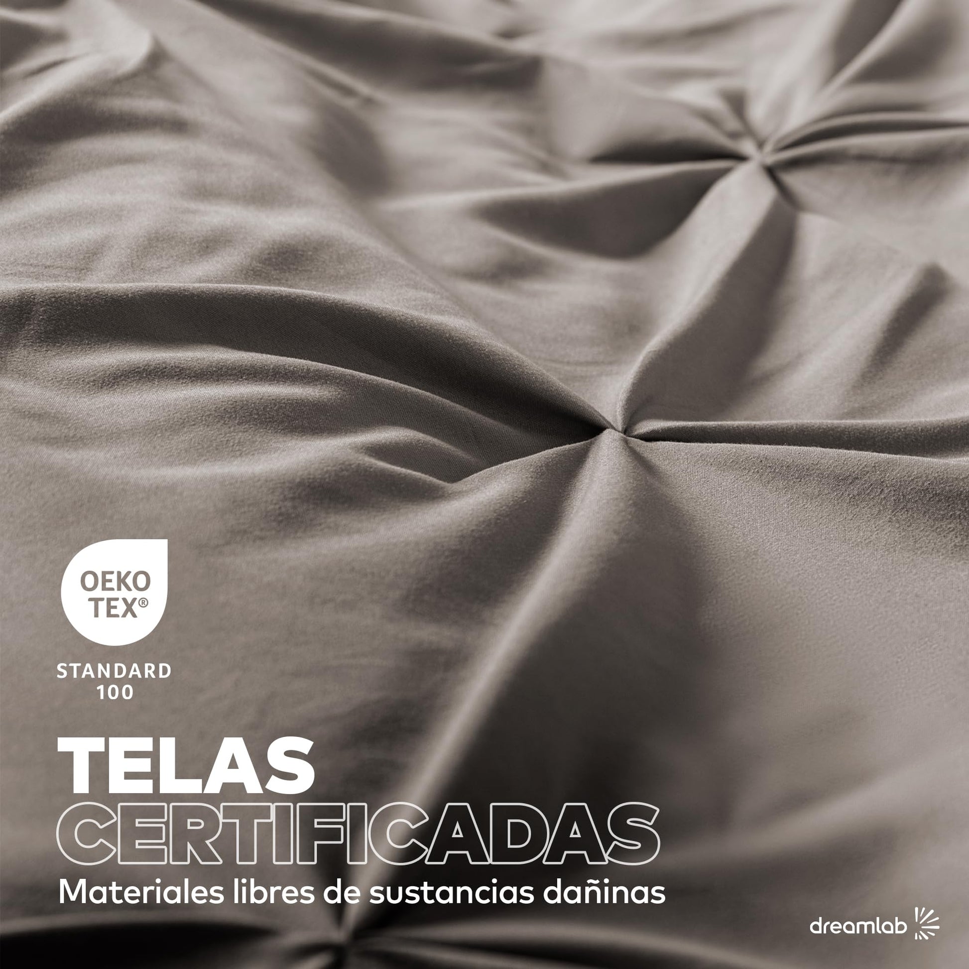 Dreamlab Juego Edredón Acolchado Reversible, Elegantes Pliegues, Ultra Suave, Hipoalergénico, Incluye 2 Fundas de Almohada, Ideal para Todo el Año. Set 3 Pzas, Tamaño Matrimonial 195x223cm, Arena