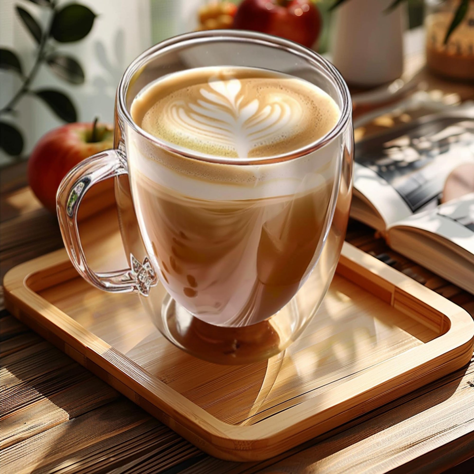 Juego de Tazas de Café de Vidrio YMMIND de Doble Pared con Asa para Bebidas Calientes