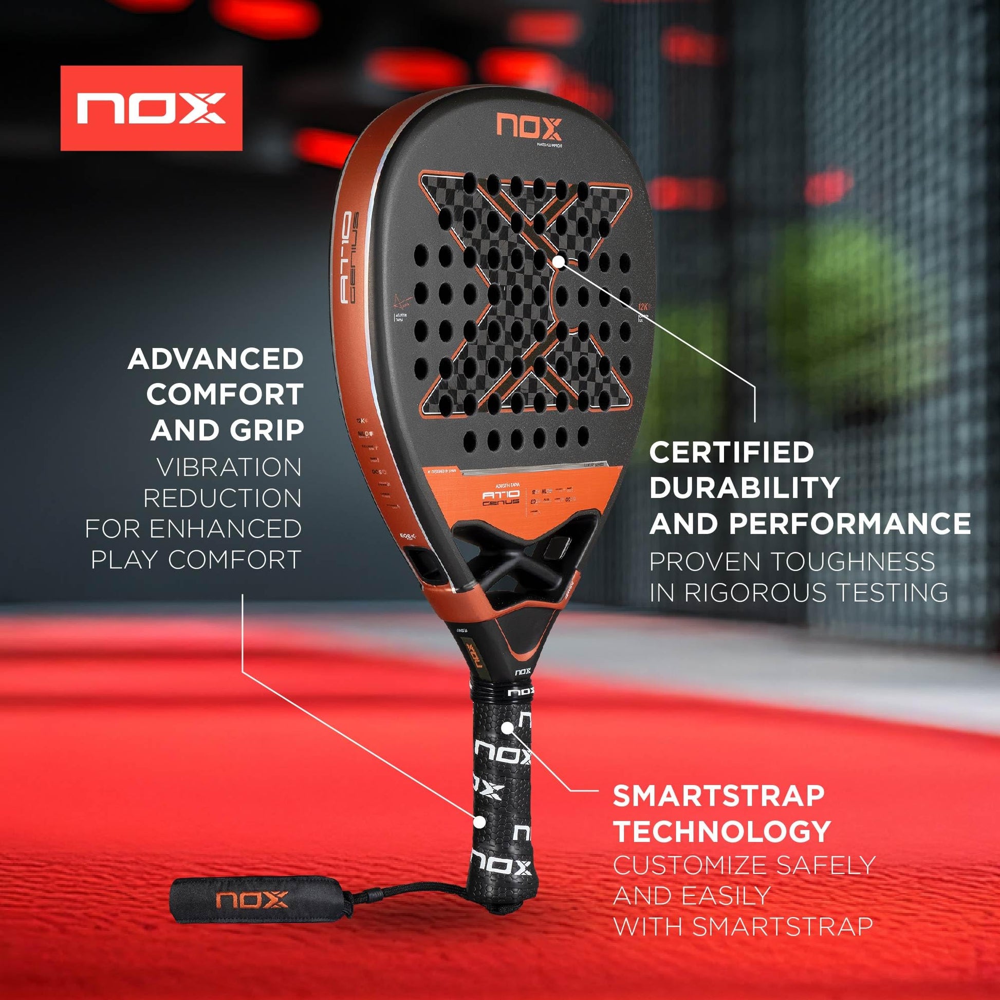 Pala Padel NOX AT10 Genius Attack 12K Agustin Tapia Confortable y Fiable
