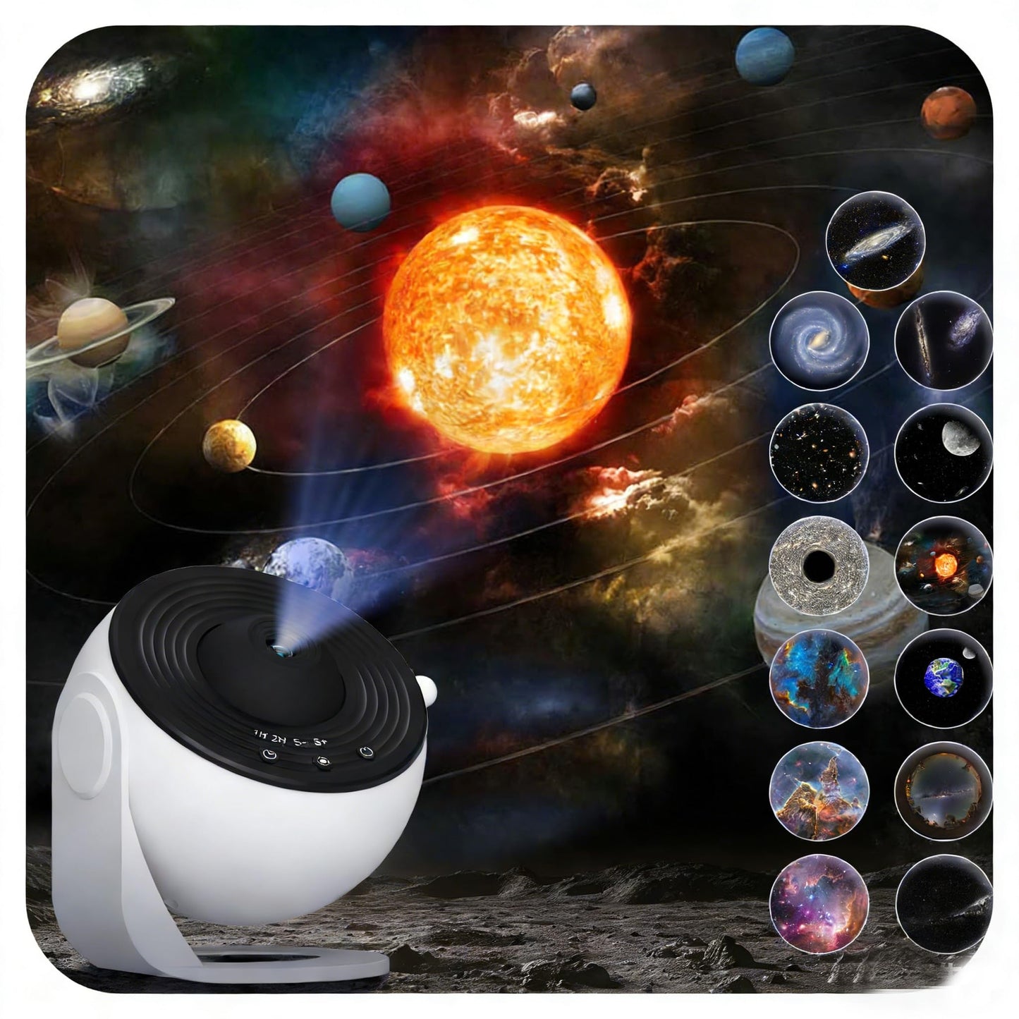 Proyector Galaxy para recámara, proyector de estrella de planetario 13 en 1 con sistema solar y constelación, proyector de luz de galaxia giratorio de 360° con temporizador, proyector de luz nocturna