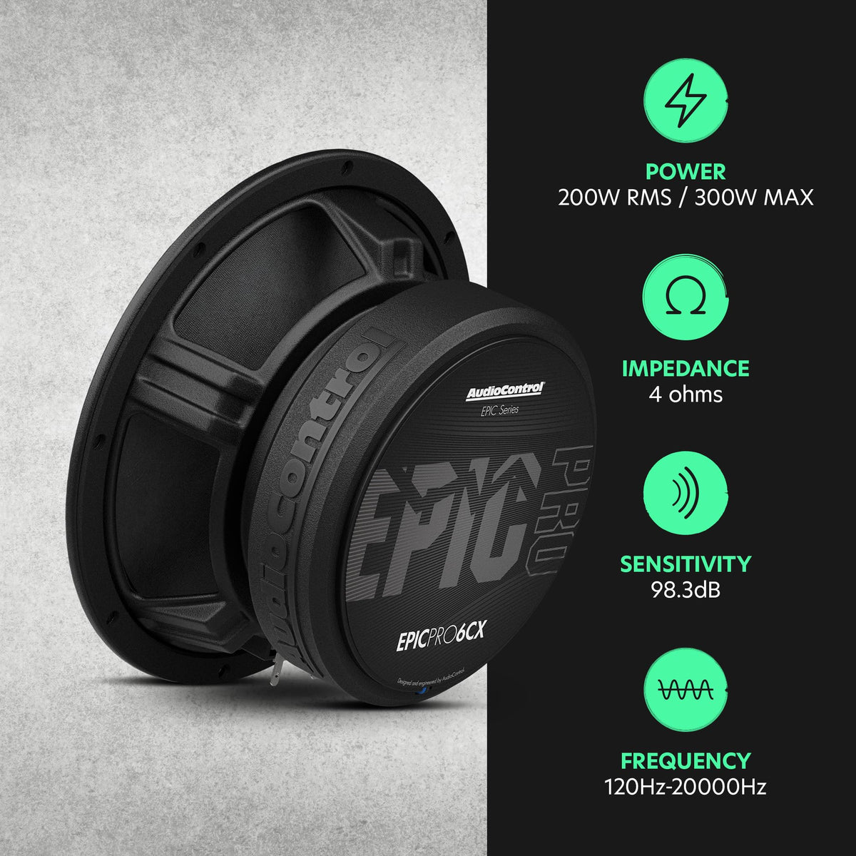 Altavoces Coaxiales AudioControl Serie Epic PRO 6.5" Negro Alto SPL para Coche