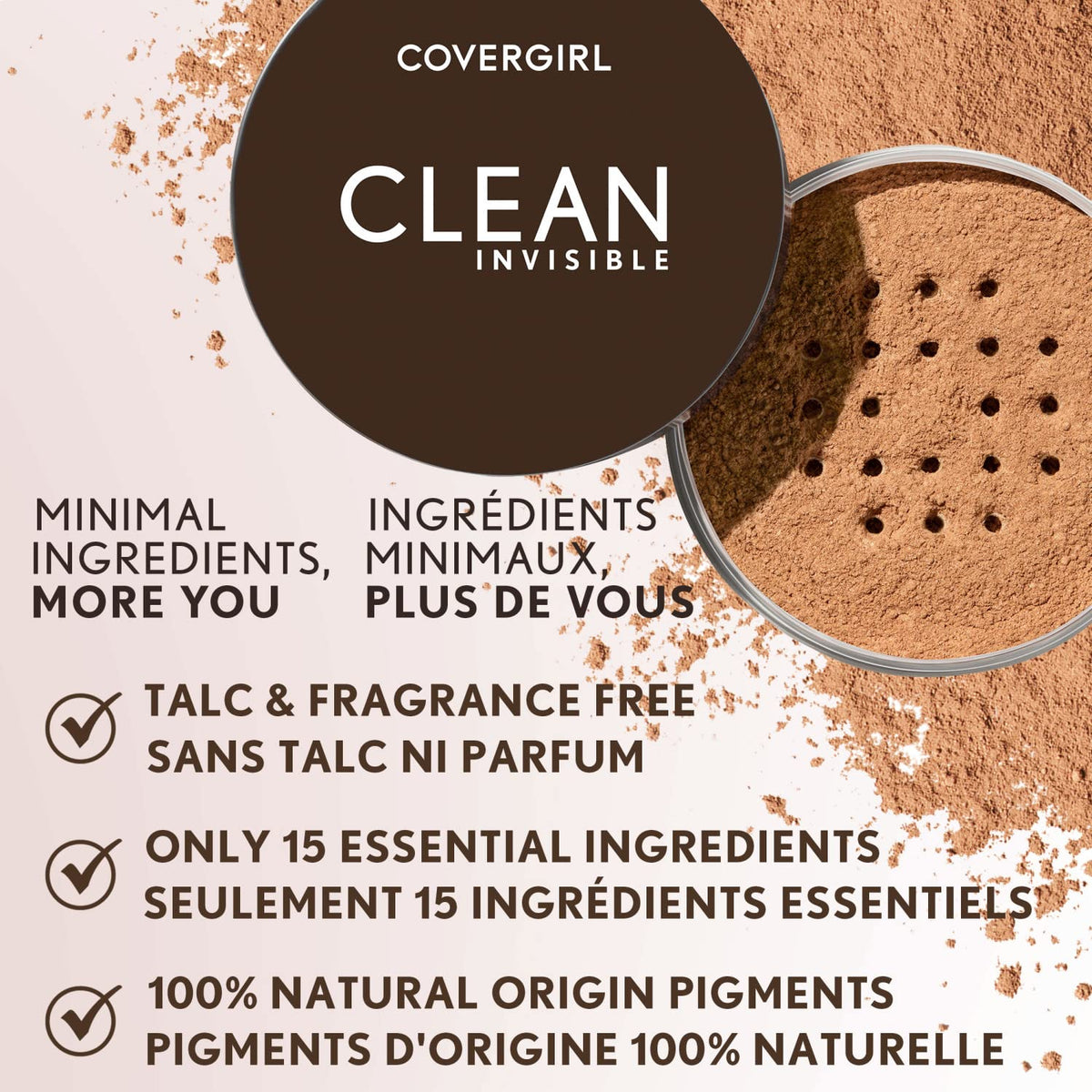 COVERGIRL Clean, Polvo Traslúcido con Color, 130 Medium Warm, 18 g