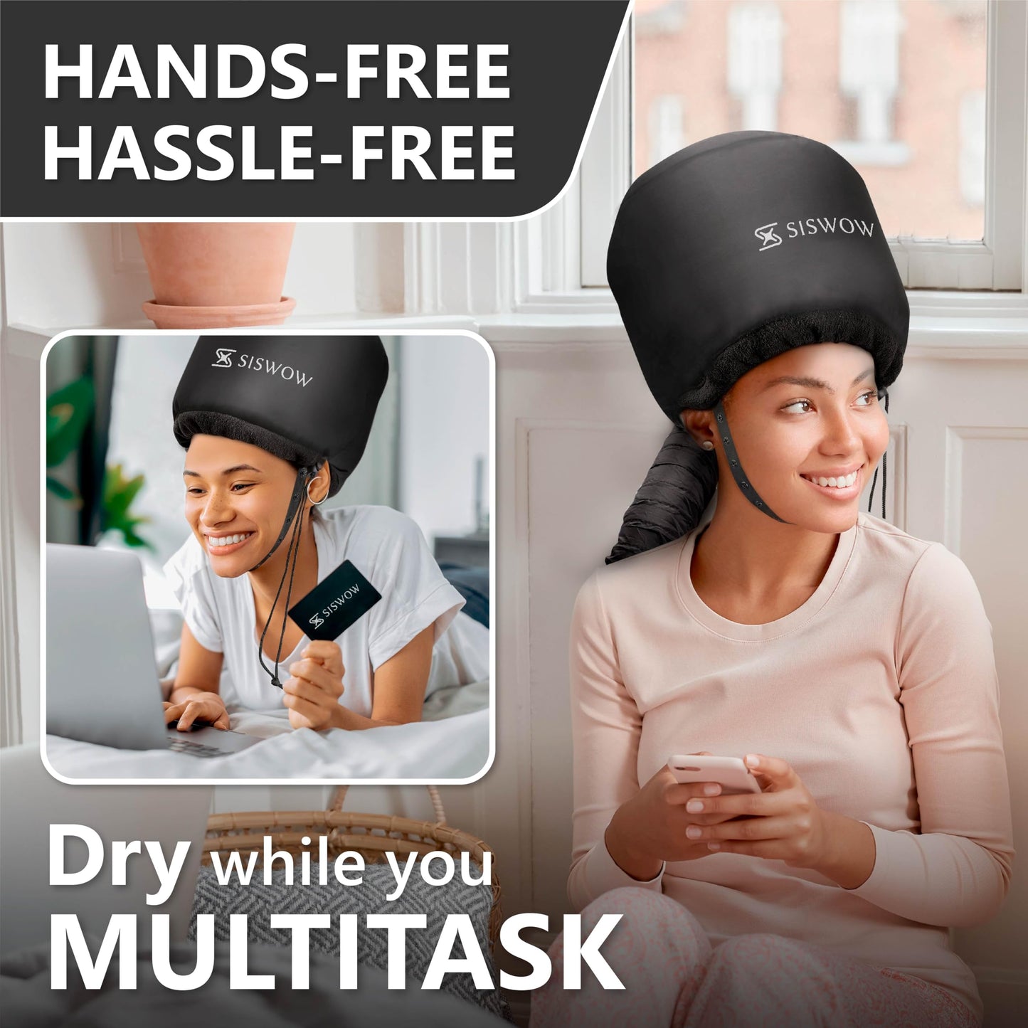 Gorro para secar el cabello rizado, tapa difusora para rizar, acelera el tiempo de secado, acondicionamiento profundo de seguridad en casa, portátil, ajustable