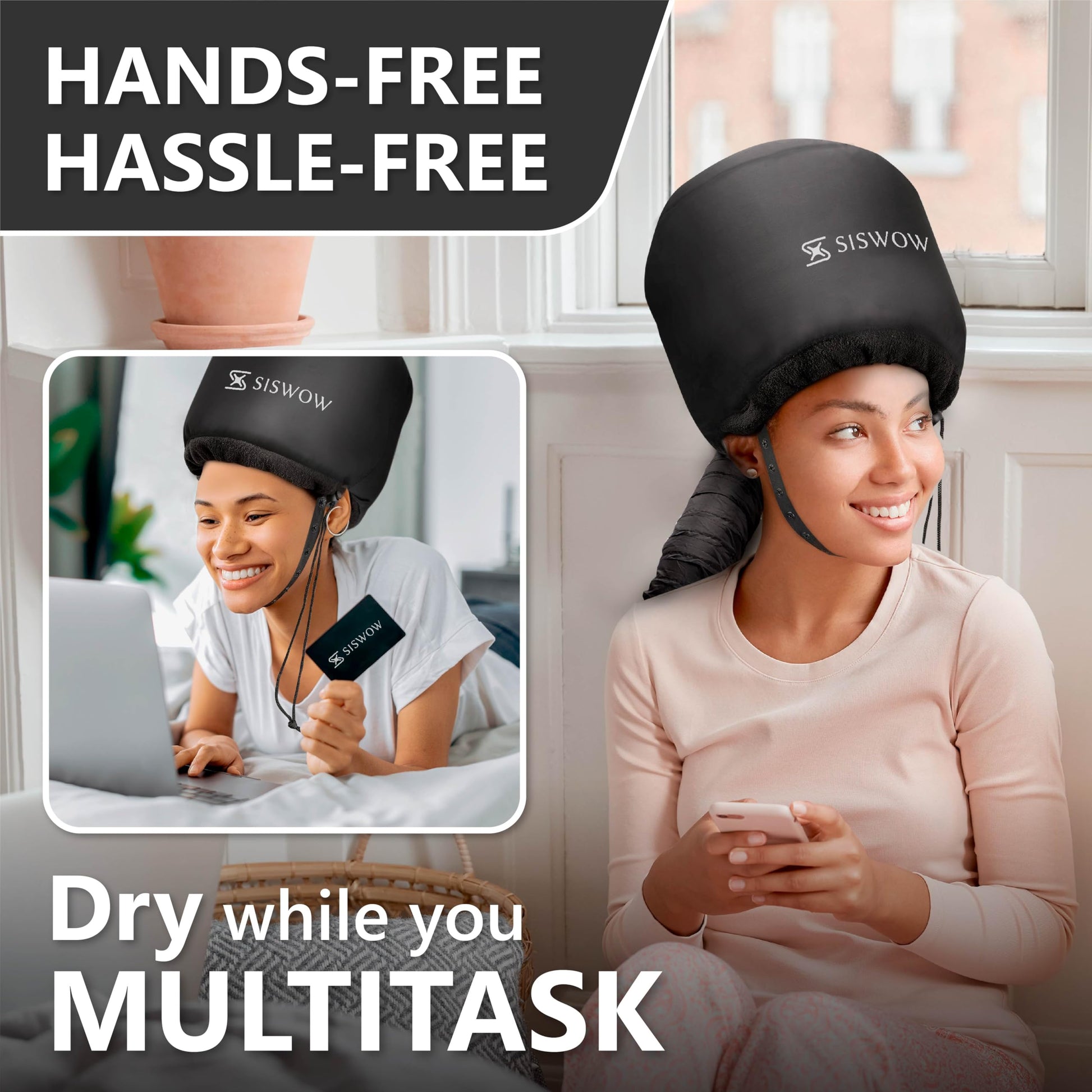 Gorro para secar el cabello rizado, tapa difusora para rizar, acelera el tiempo de secado, acondicionamiento profundo de seguridad en casa, portátil, ajustable