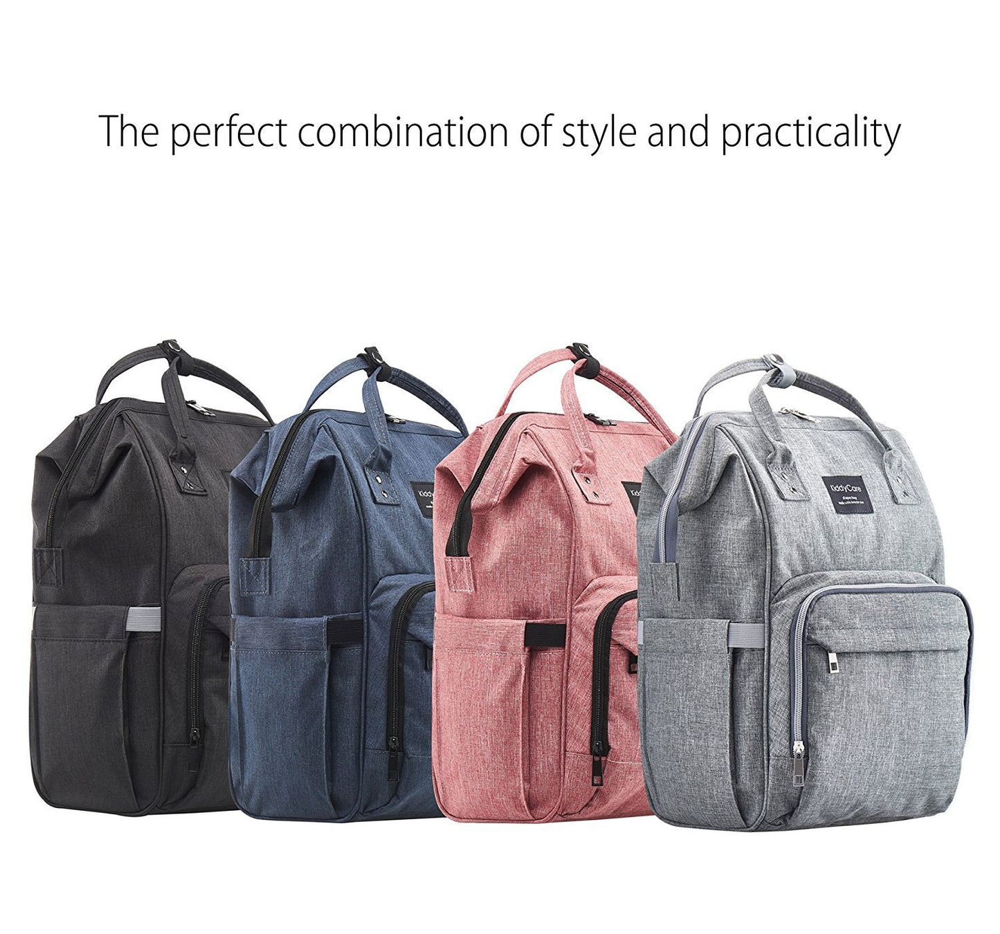 Mochila Pañalera Moderna Gran Capacidad para Bebé mamá y papá, Resistente Bolsa al Agua Cambiador, Gris