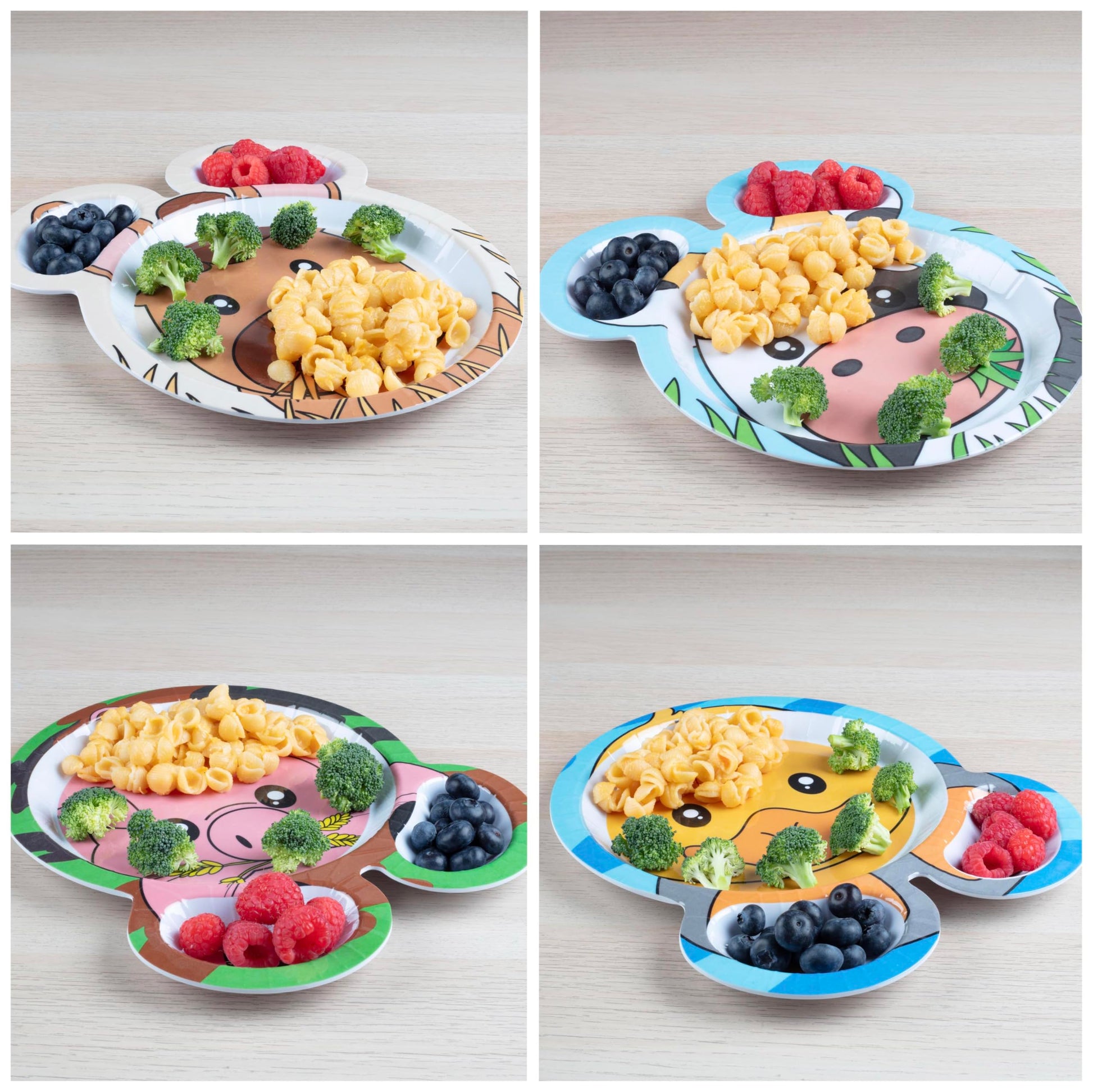 Juego de Platos de Melamina Farm Friends Animales del Zoológico Compartimientos Divididos para Niños